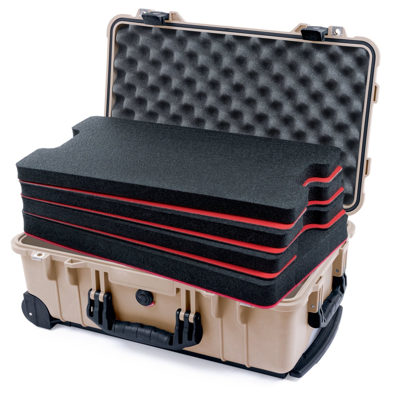 Pelican 1510 Case - Desert Tan & Black - DIY Tool Foam Kit / Convolute Lid Foam