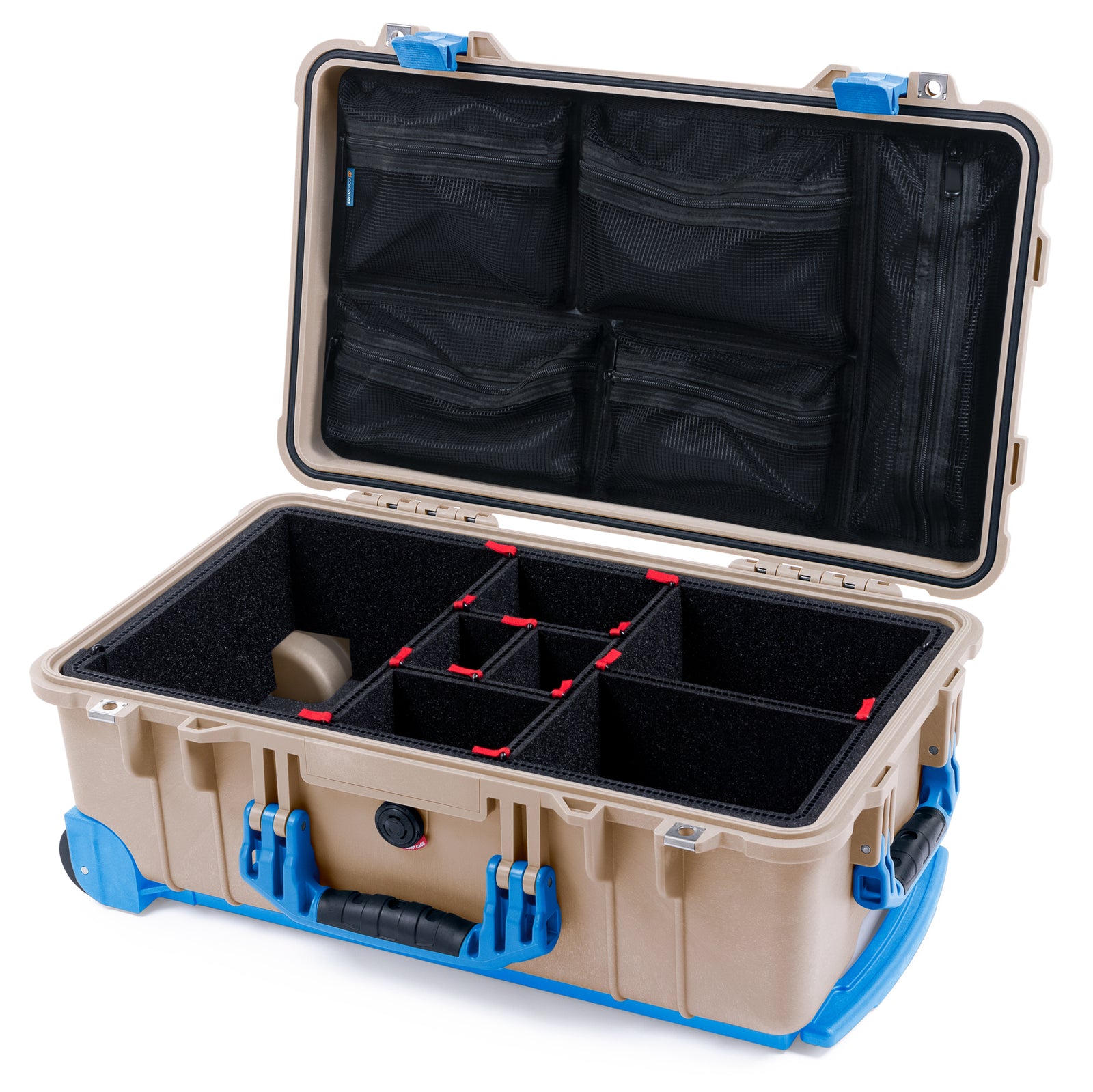 Pelican 1510 Case - Desert Tan & Blue Trolley