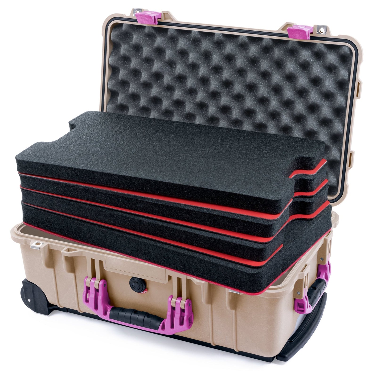 Pelican 1510 Case - Desert Tan & Magenta - DIY Tool Foam Kit / Convolute Lid Foam