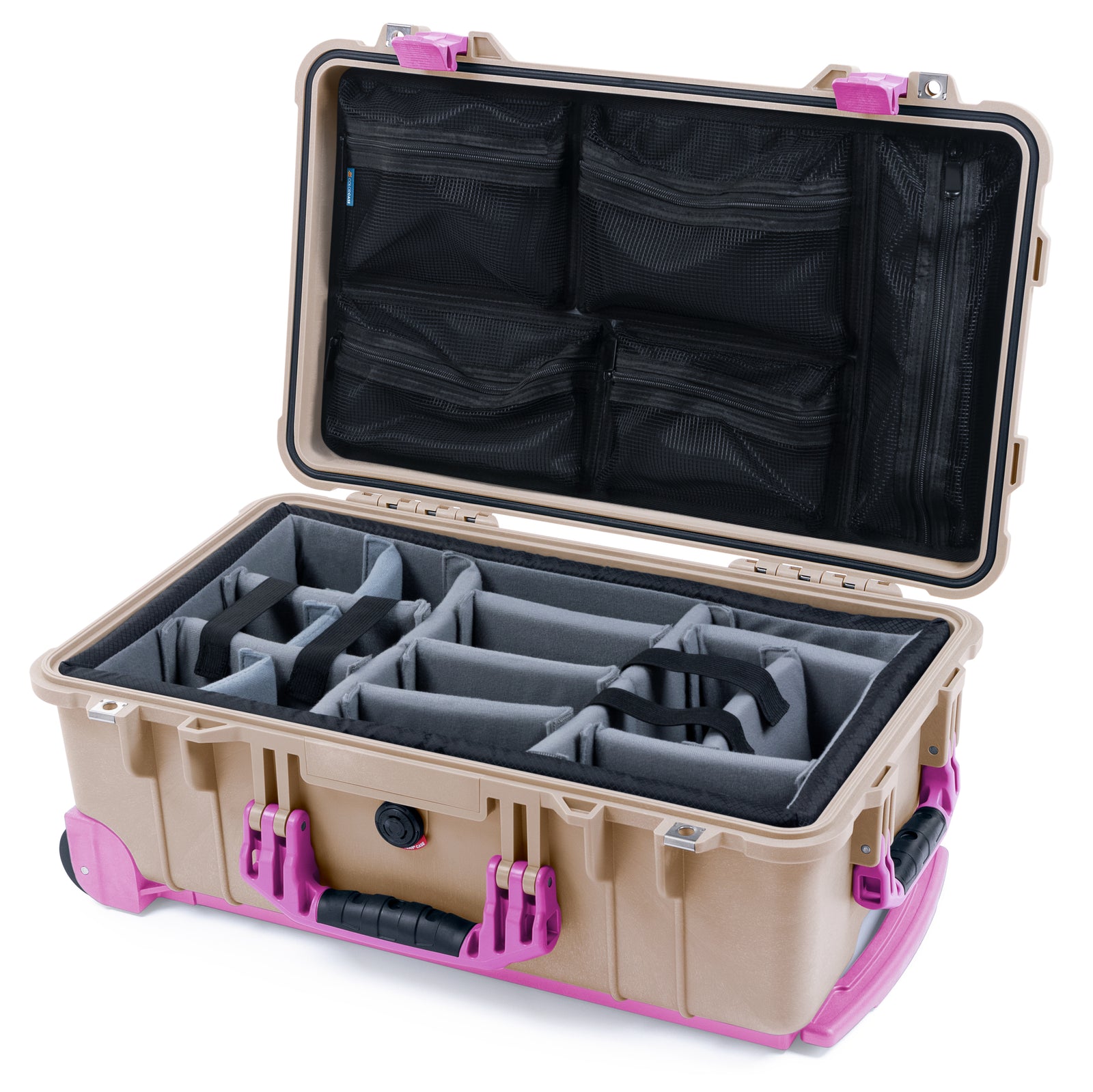 Pelican 1510 Case - Desert Tan & Magenta Trolley
