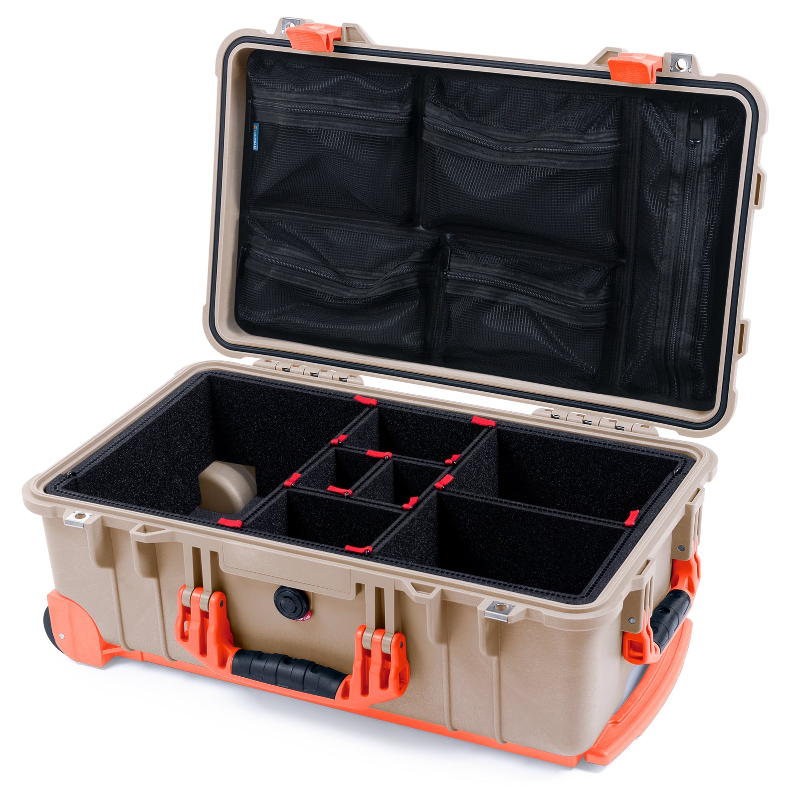 Pelican 1510 Case - Desert Tan & Orange Trolley
