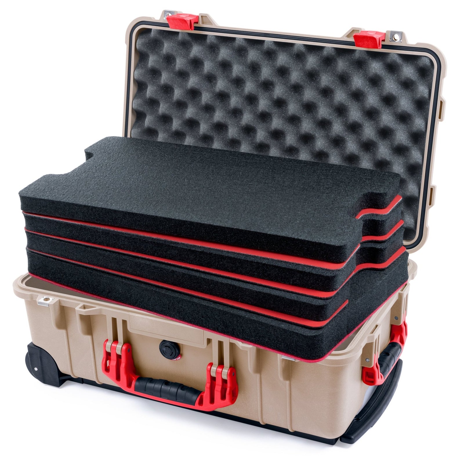 Pelican 1510 Case - Desert Tan & Red - DIY Tool Foam Kit / Convolute Lid Foam
