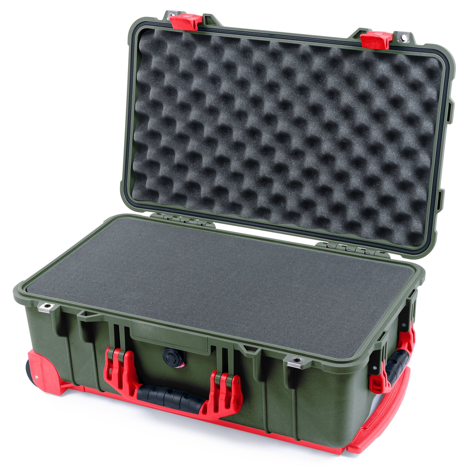 Pelican 1510 Case - OD Green & Red Trolley