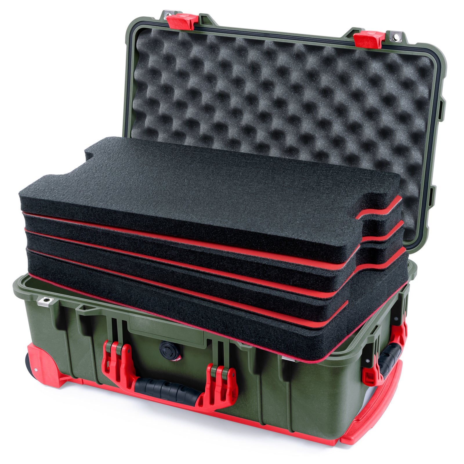 Pelican 1510 Case - OD Green & Red Trolley