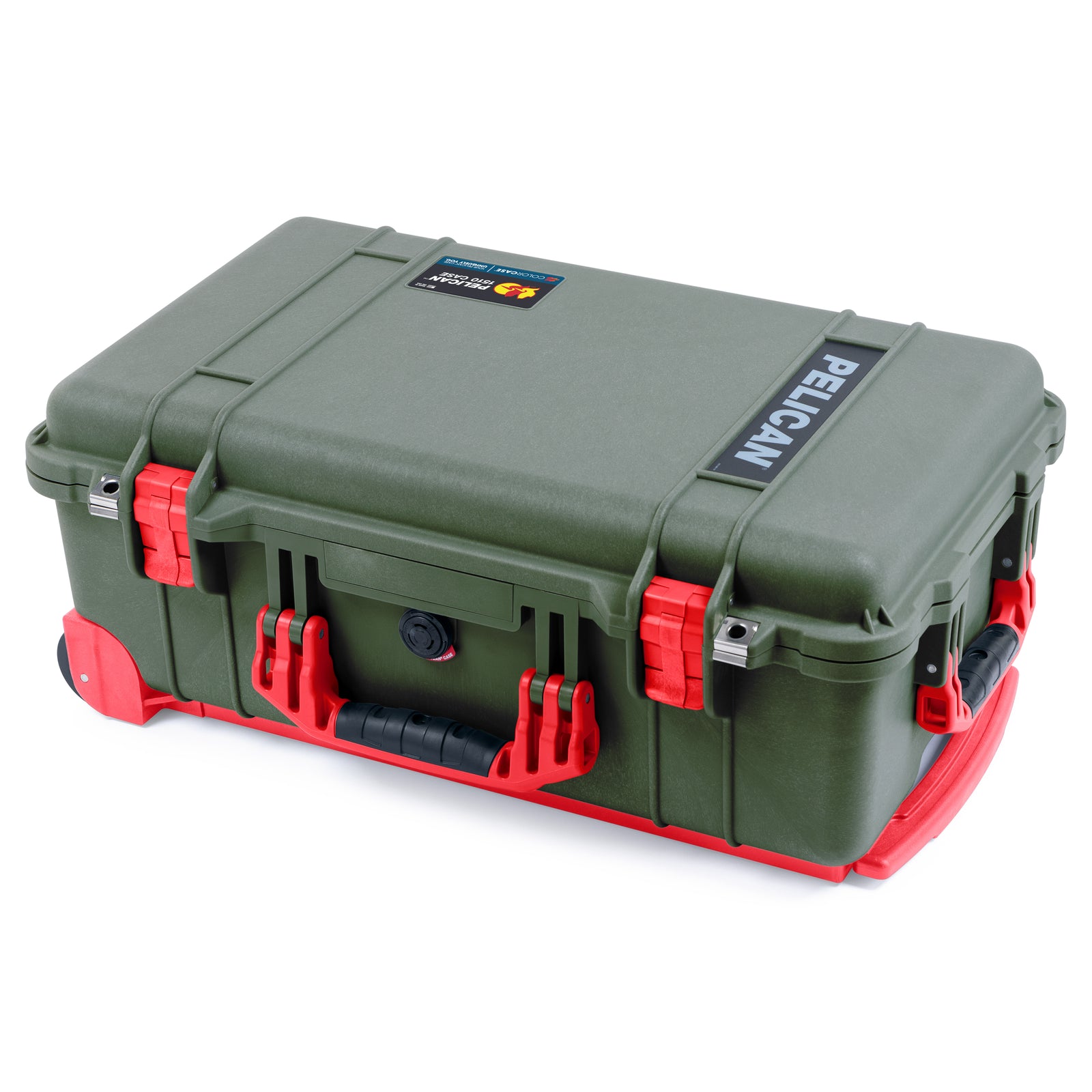 Pelican 1510 Case - OD Green & Red Trolley