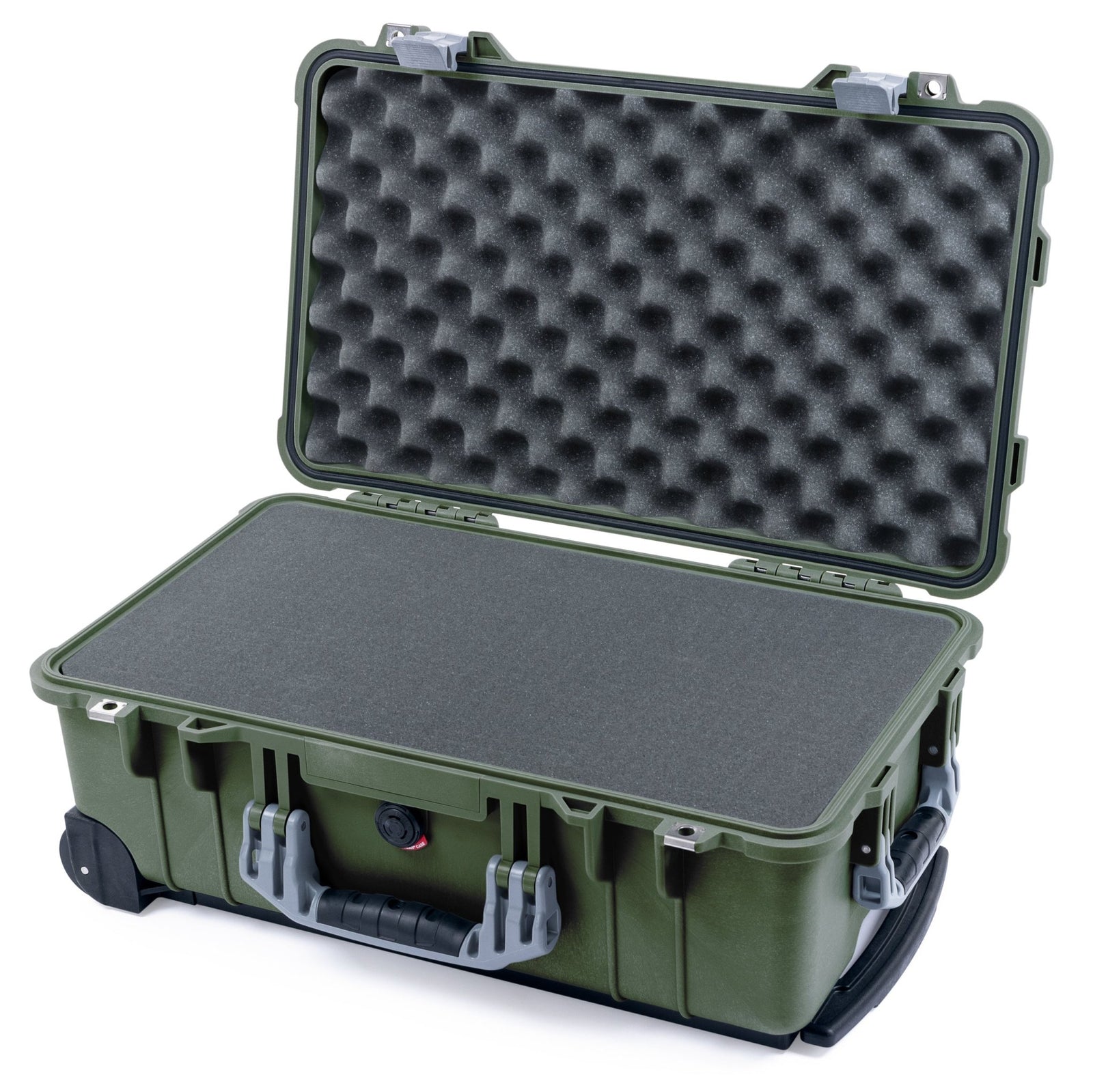 Pelican 1510 Case - OD Green & Silver - Pick & Pluck Foam / Convolute Lid Foam