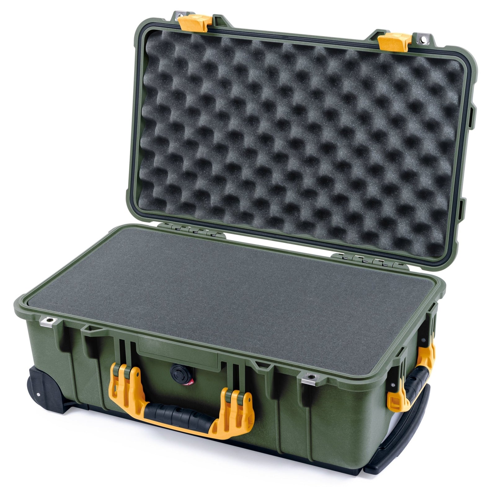 Pelican 1510 Case - OD Green & Yellow - Pick & Pluck Foam / Convolute Lid Foam
