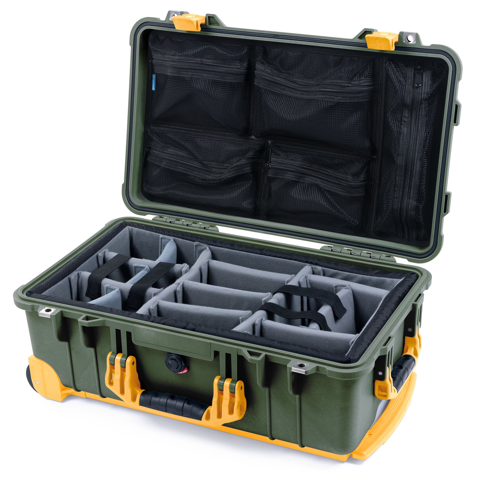 Pelican 1510 Case - OD Green & Yellow Trolley