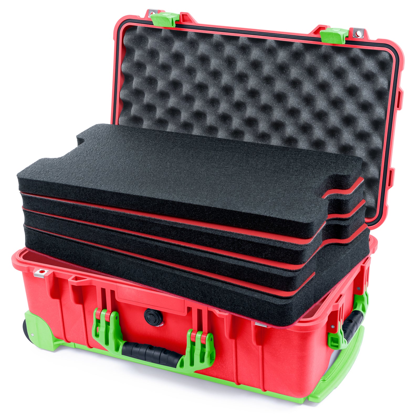 Pelican 1510 Case - Red & Lime Green Trolley