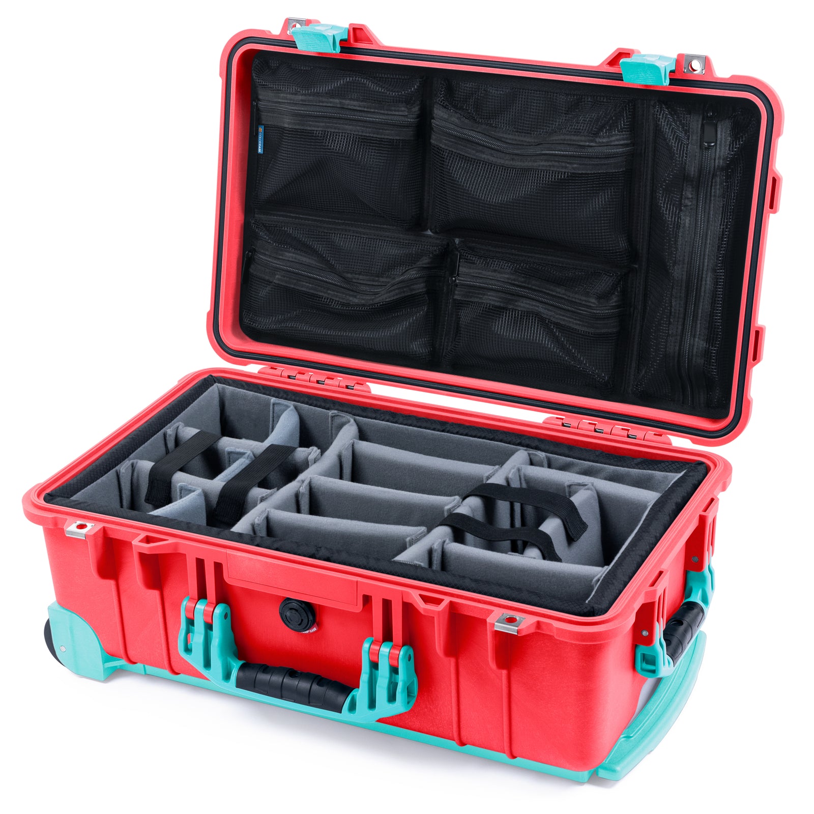 Pelican 1510 Case - Red & Teal Trolley