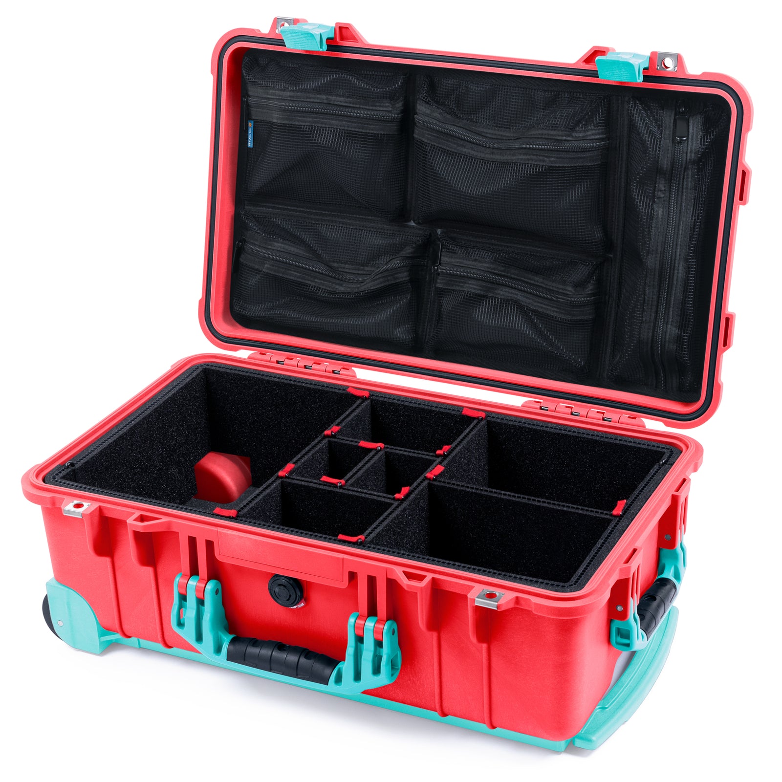 Pelican 1510 Case - Red & Teal Trolley