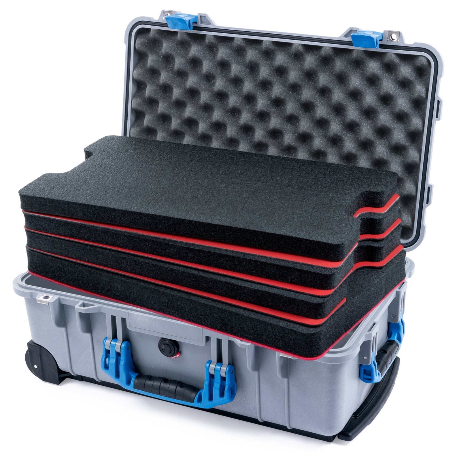 Pelican 1510 Case - Silver & Blue - DIY Tool Foam Kit / Convolute Lid Foam