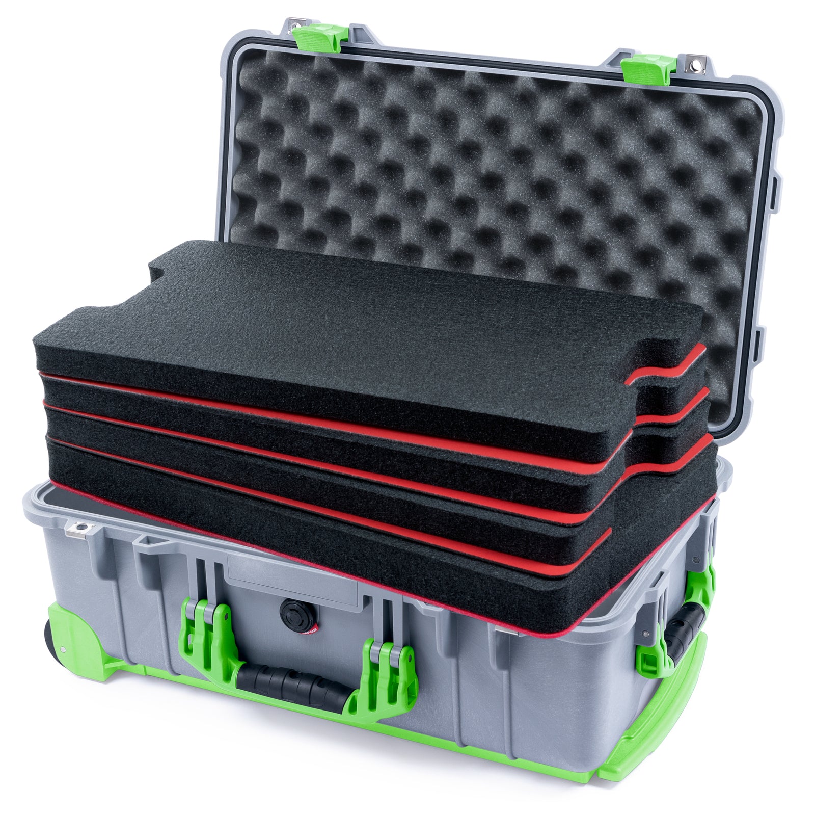 Pelican 1510 Case - Silver & Lime Green Trolley