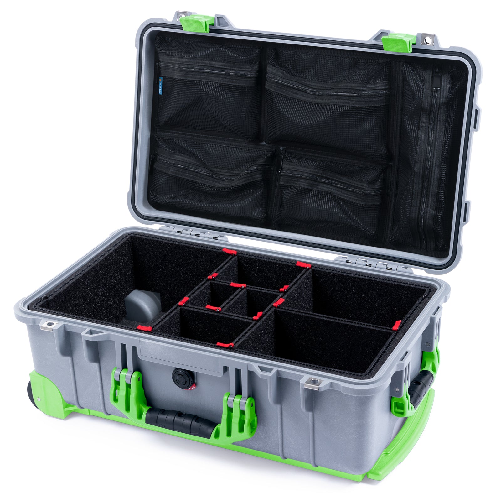 Pelican 1510 Case - Silver & Lime Green Trolley