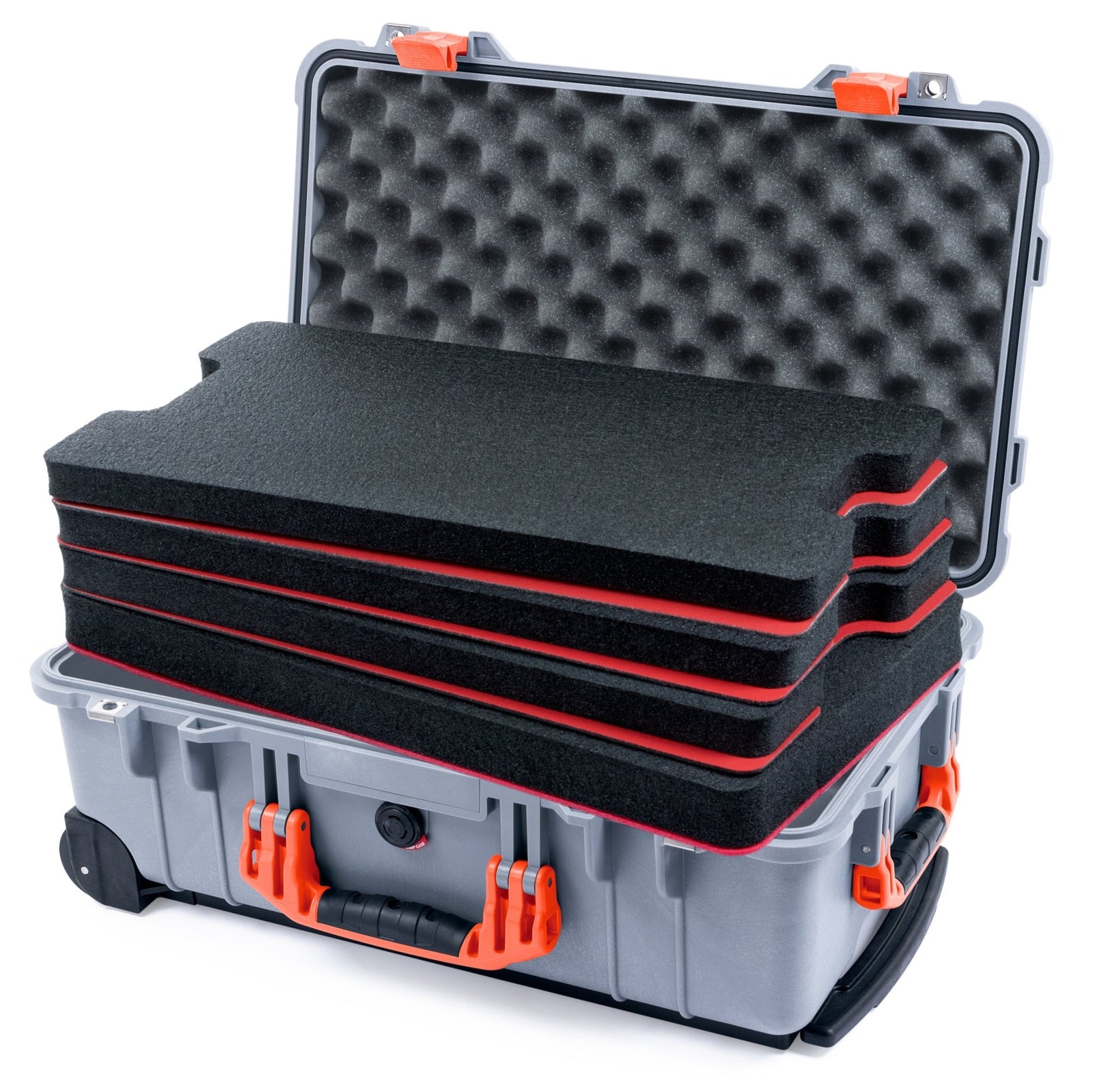 Pelican 1510 Case - Silver & Orange - DIY Tool Foam Kit / Convolute Lid Foam