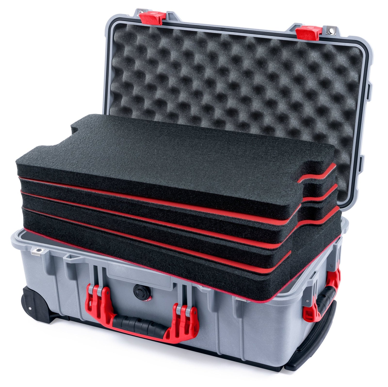 Pelican 1510 Case - Silver & Red - DIY Tool Foam Kit / Convolute Lid Foam