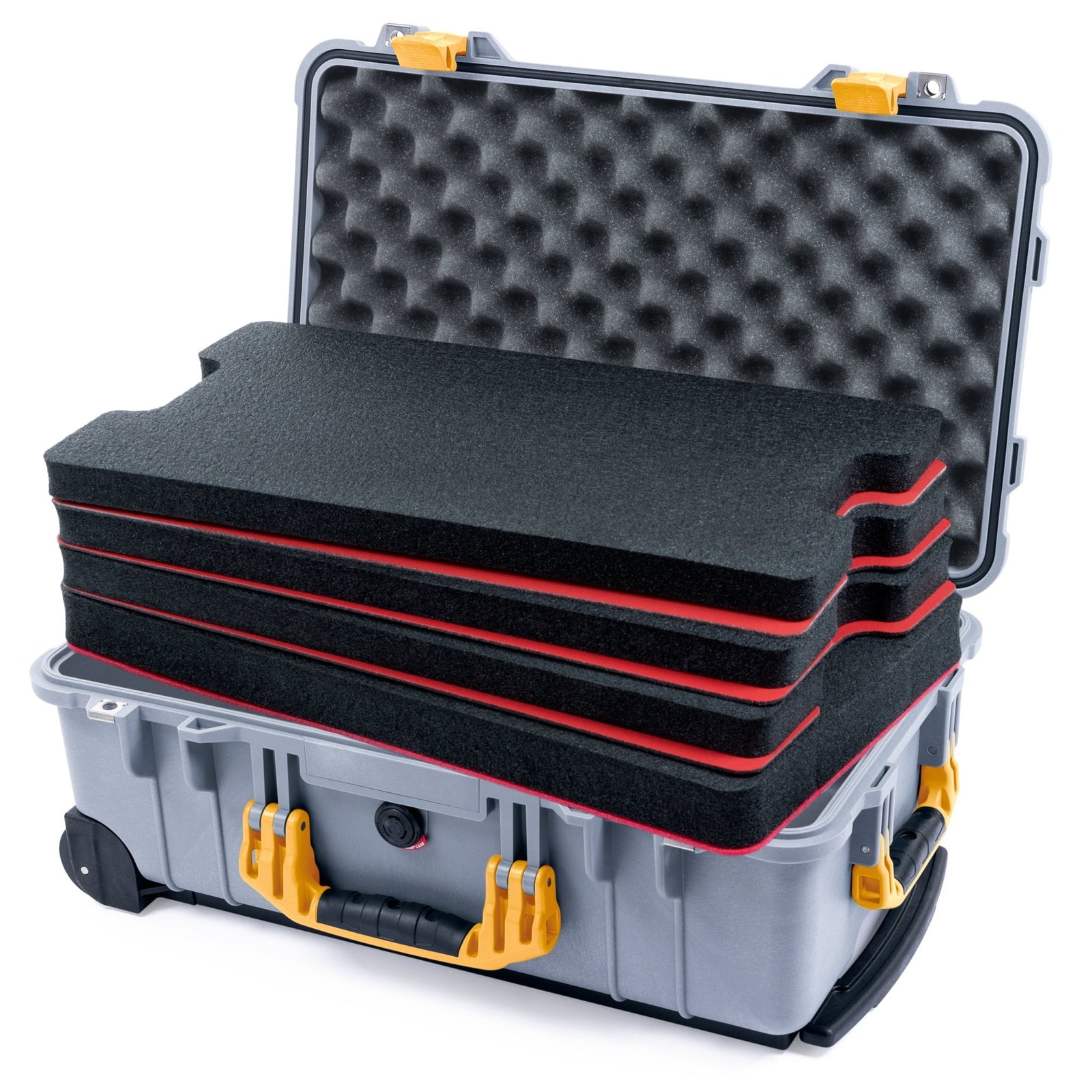Pelican 1510 Case - Silver & Yellow - DIY Tool Foam Kit / Convolute Lid Foam