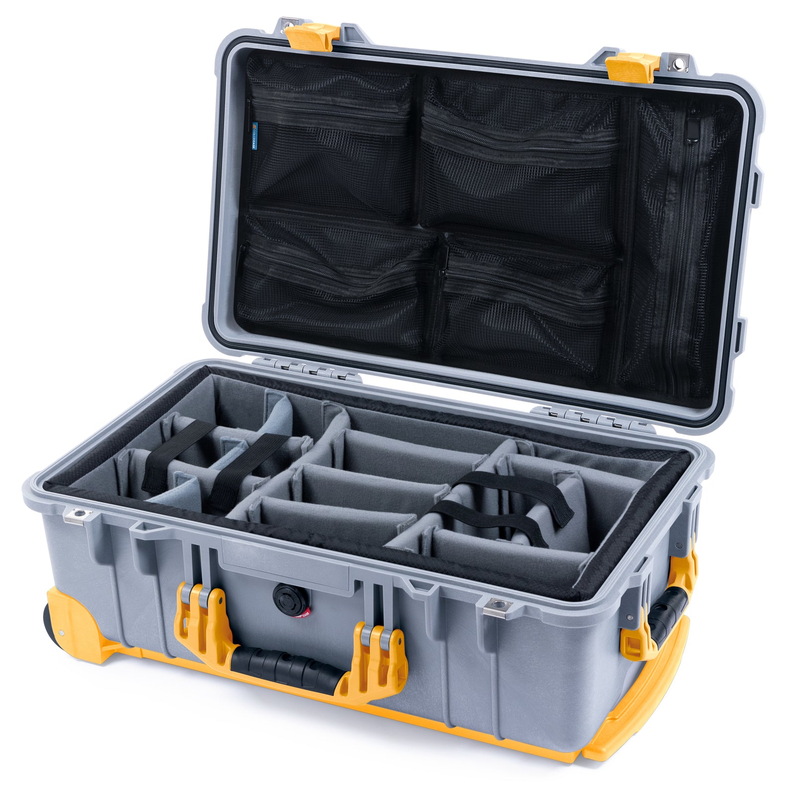 Pelican 1510 Case - Silver & Yellow Trolley