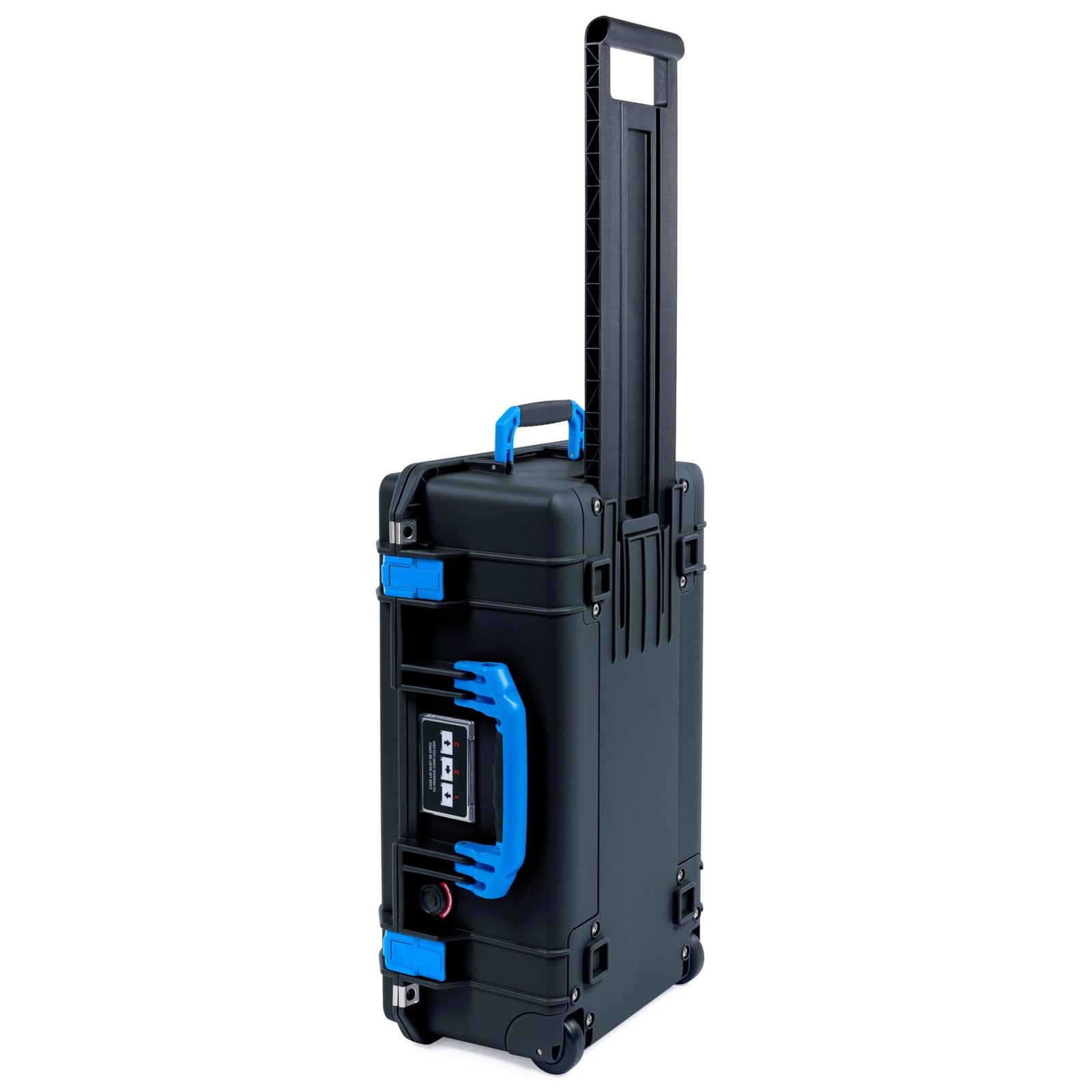 Pelican 1535 Air Carry-on Case - Black Case with Blue Handle & Latches - Flat Front View