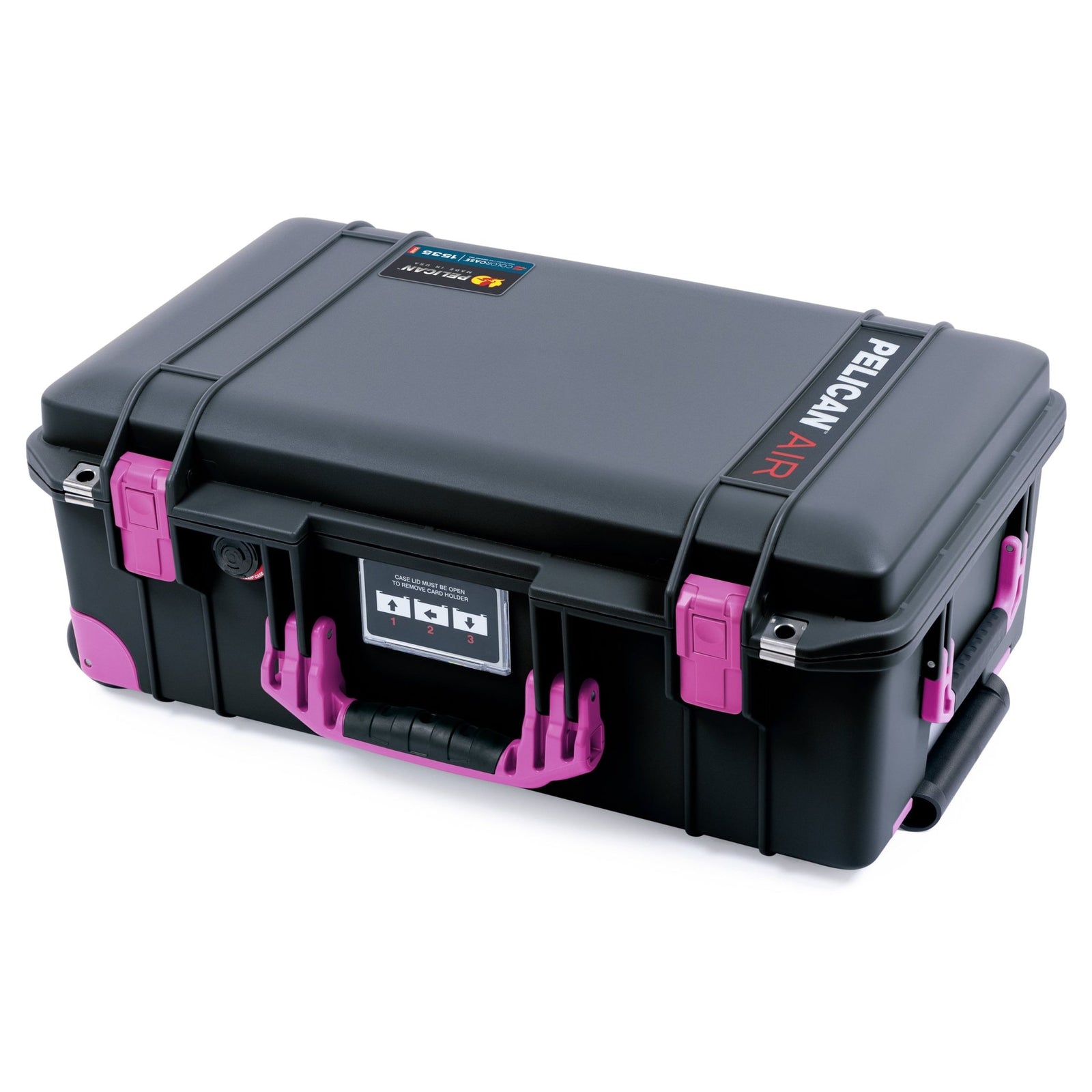 Pelican 1535 Air Carry-on Case - Black & Magenta Trolley - Front Flat