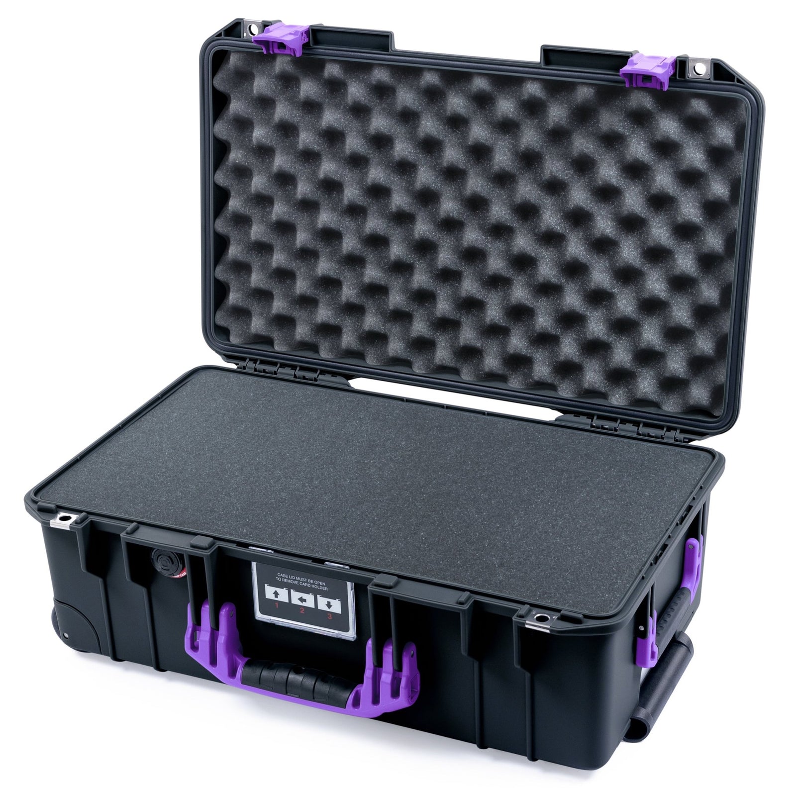 Pelican 1535 Air Carry-on Case - Black & Purple - Pick & Pluck Foam / Convoluted Lid Foam