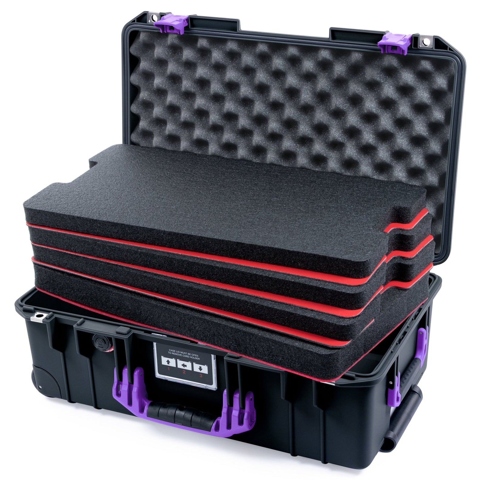 Pelican 1535 Air Carry-on Case - Black & Purple - DIY Tool Foam Kit / Convoluted Lid Foam