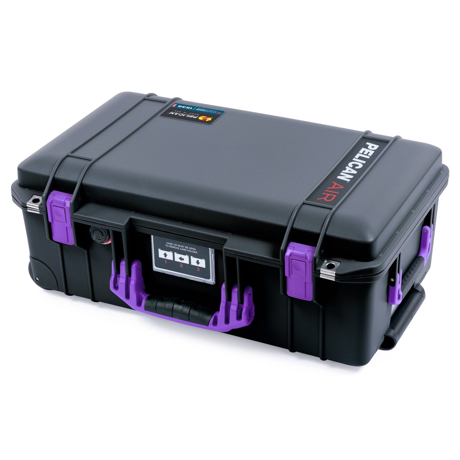 Pelican 1535 Air Carry-on Case - Black & Purple - Front Flat View