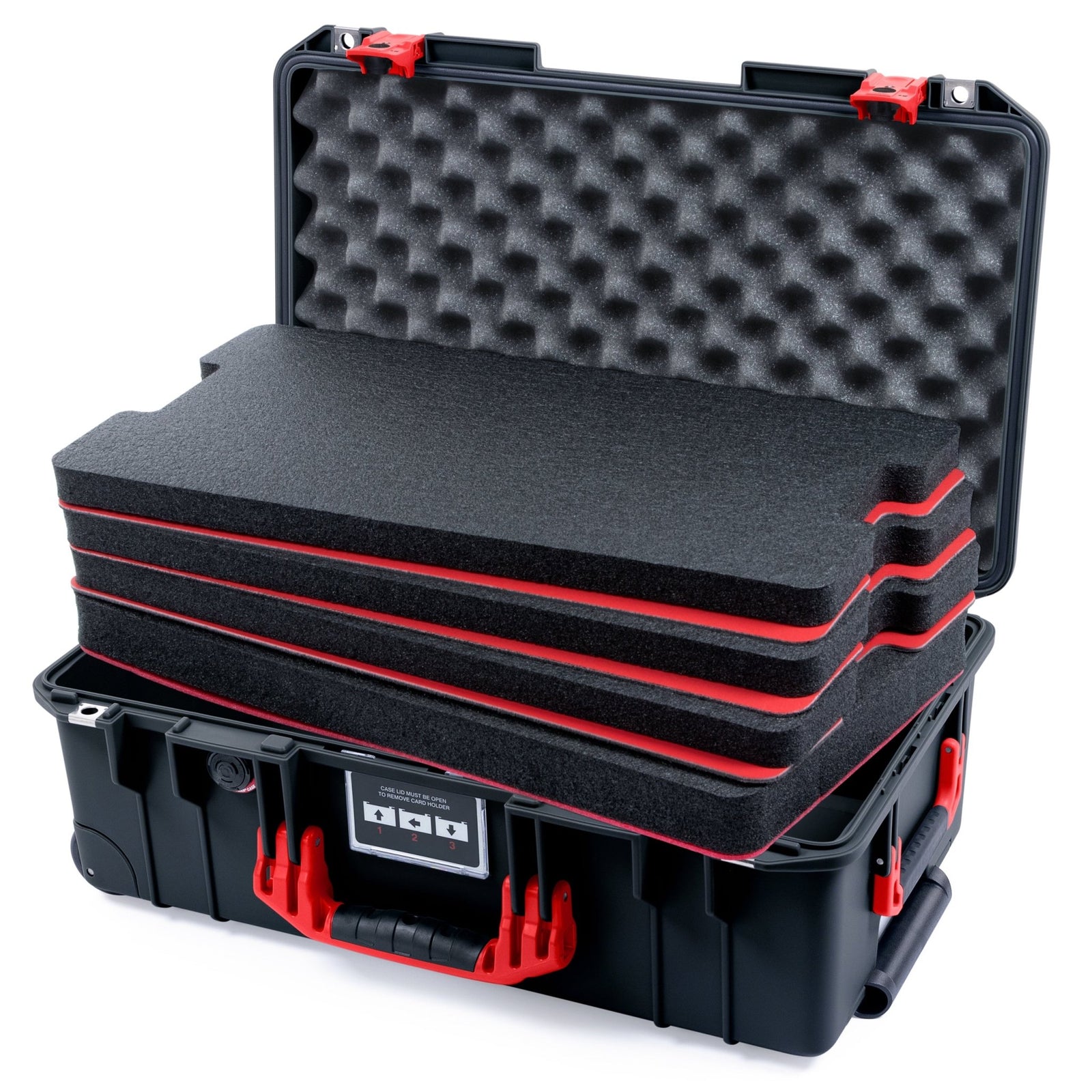 Pelican 1535 Air Carry - on Case - Black & Red TSA Latches - DIY Tool Foam Kit / Convoluted Lid Foam