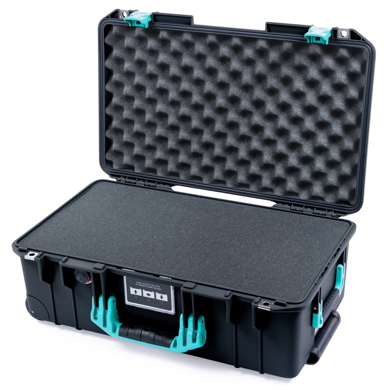 Pelican 1535 Air Carry-on Case - Black & Teal - Pick & Pluck Foam / Convoluted Lid Foam