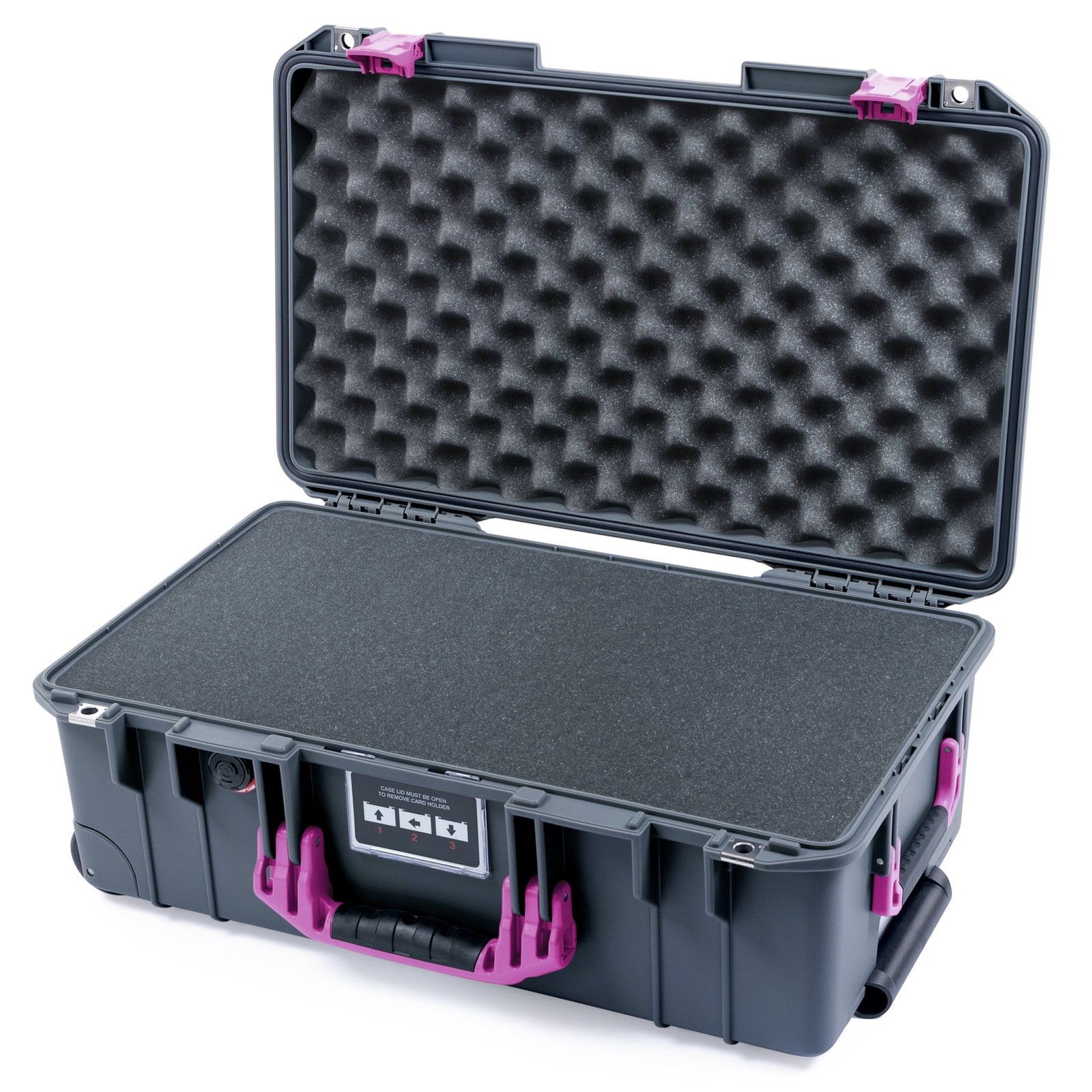 Pelican 1535 Air Carry - on Case - Charcoal & Magenta - Pick & Pluck Foam / Convoluted Lid Foam