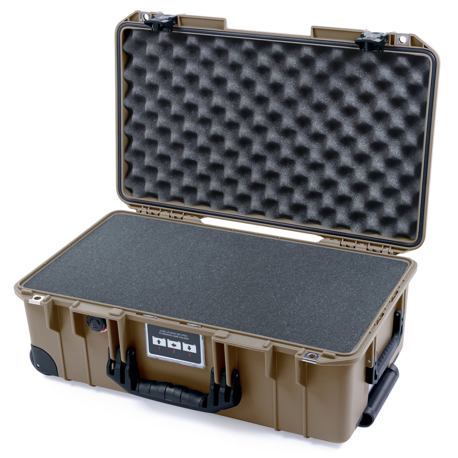 Pelican 1535 Air Carry - on Case - Dark Desert Dirt & Black TSA Latches + Trolley - Pick & Pluck Foam / Convoluted Lid Foam