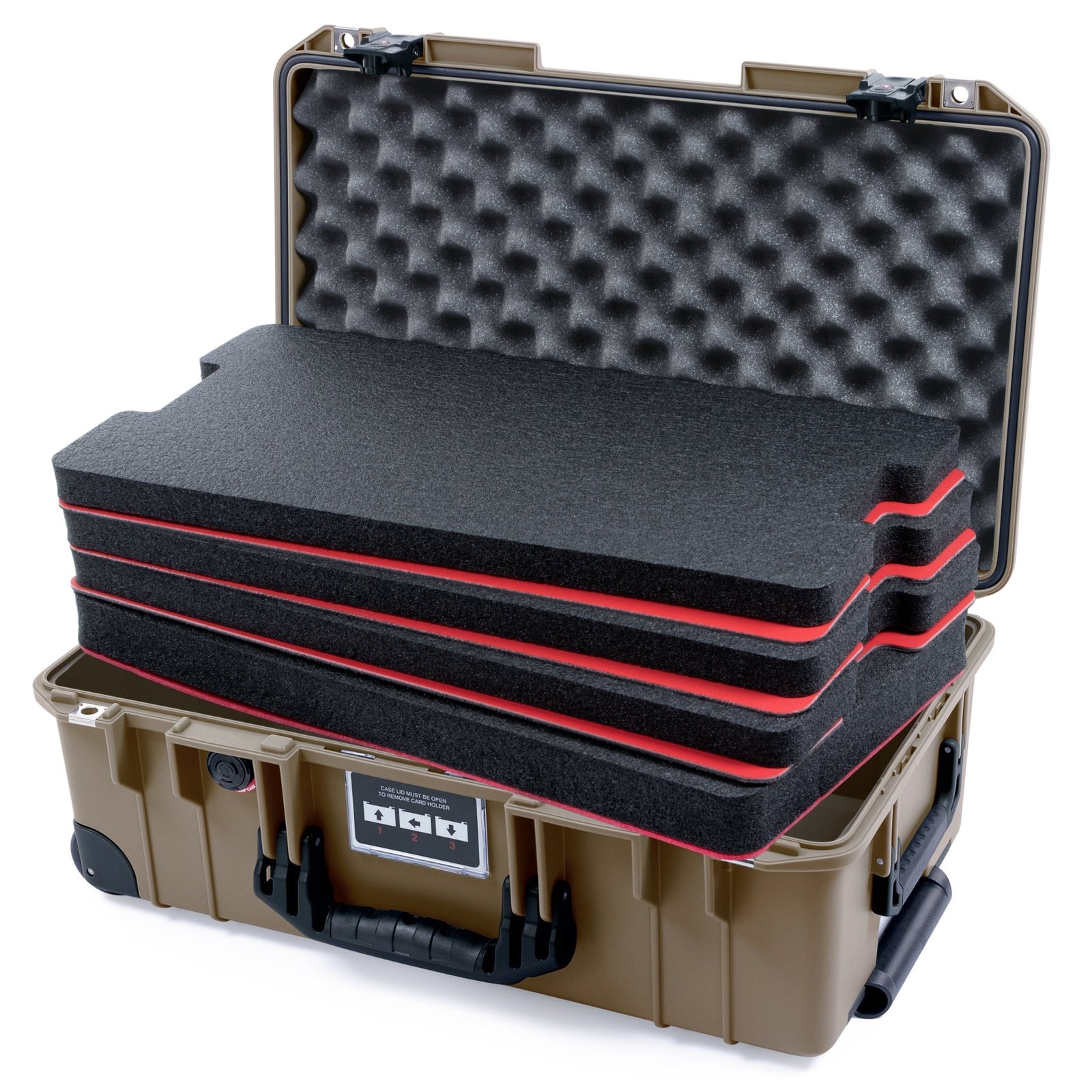 Pelican 1535 Air Carry - on Case - Dark Desert Dirt & Black TSA Latches + Trolley - DIY Tool Foam Kit / Convoluted Lid Foam
