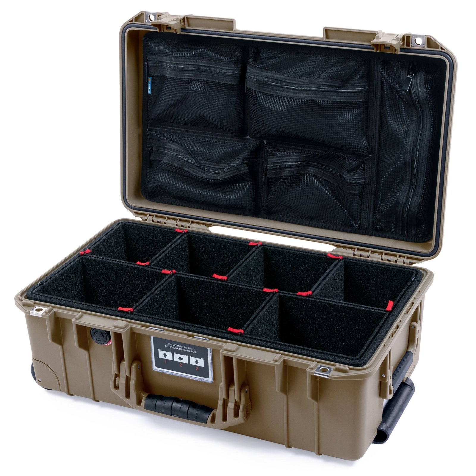 Pelican 1535 Air Carry - on Case - Dark Desert Dirt - TrekPak Divider System / Mesh Lid Organizer