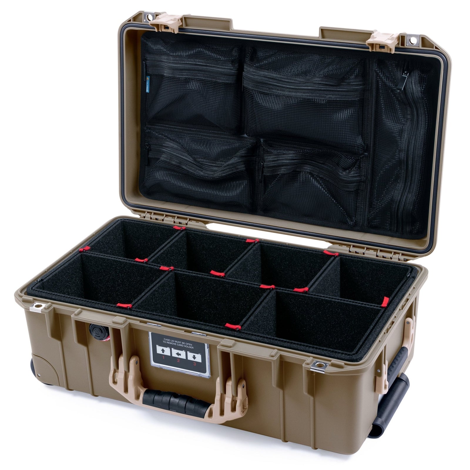 Pelican 1535 Air Carry - on Case - Dark Desert Dirt & Desert Tan - TrekPak Divider System / Mesh Lid Organizer