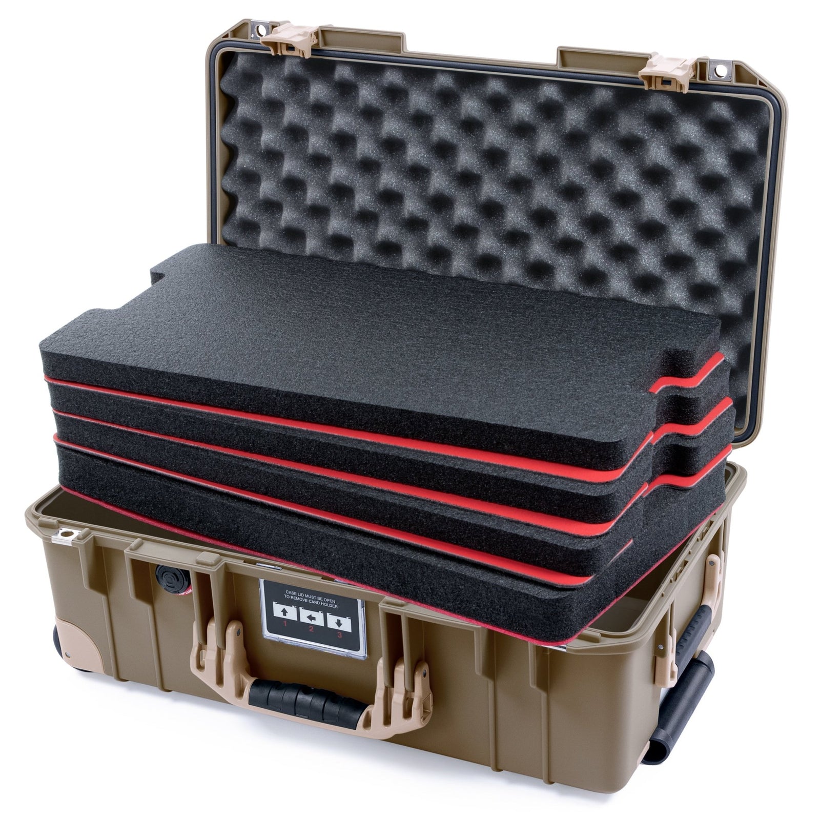 Pelican 1535 Air Carry - on Case - Dark Desert Dirt & Desert Tan Trolley - DIY Tool Foam Kit / Convoluted Lid Foam
