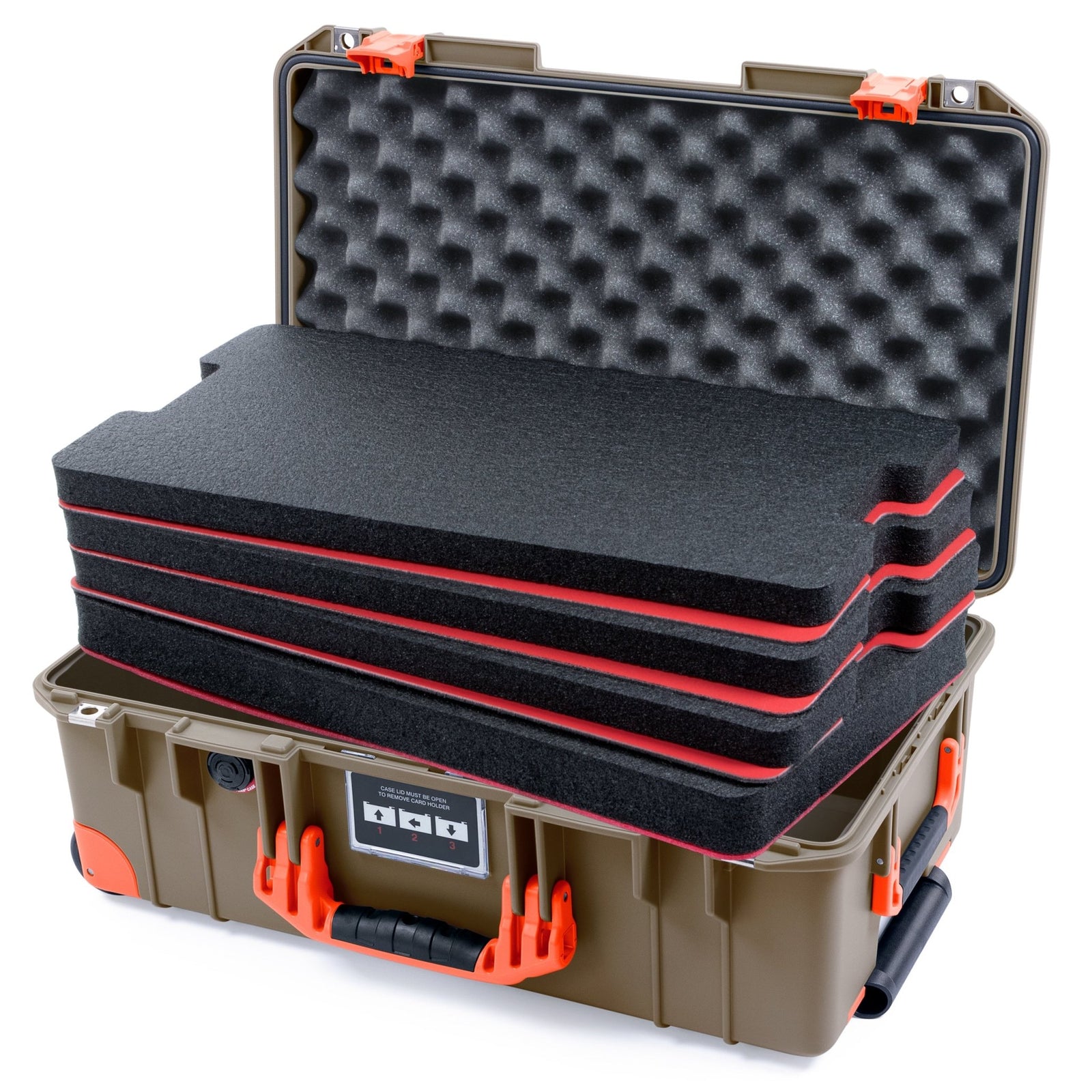 Pelican 1535 Air Carry - on Case - Dark Desert Dirt & Orange Trolley - DIY Tool Foam Kit / Convoluted Lid Foam