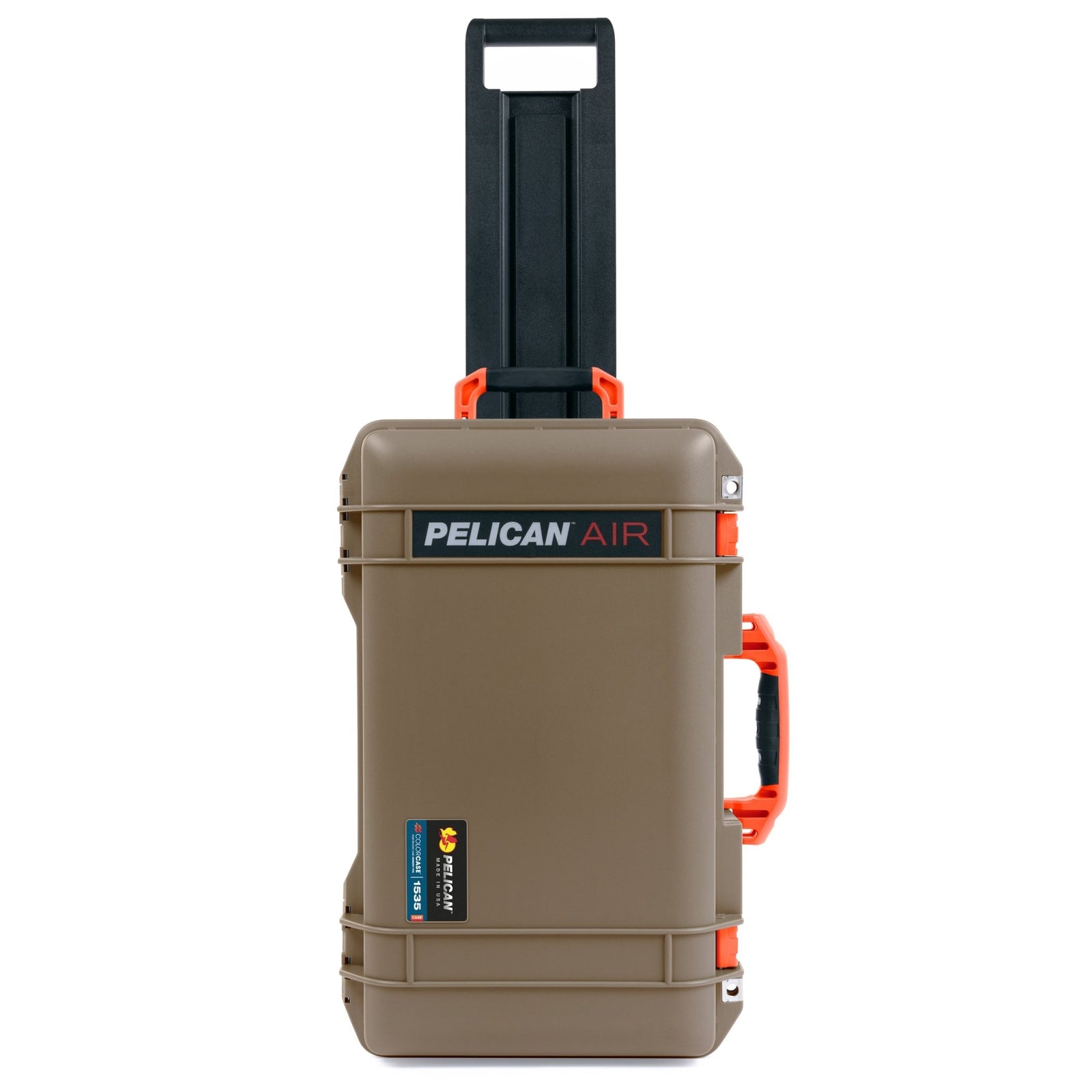 Pelican 1535 Air Carry - on Case - Dark Desert Dirt & Orange Trolley - Empty