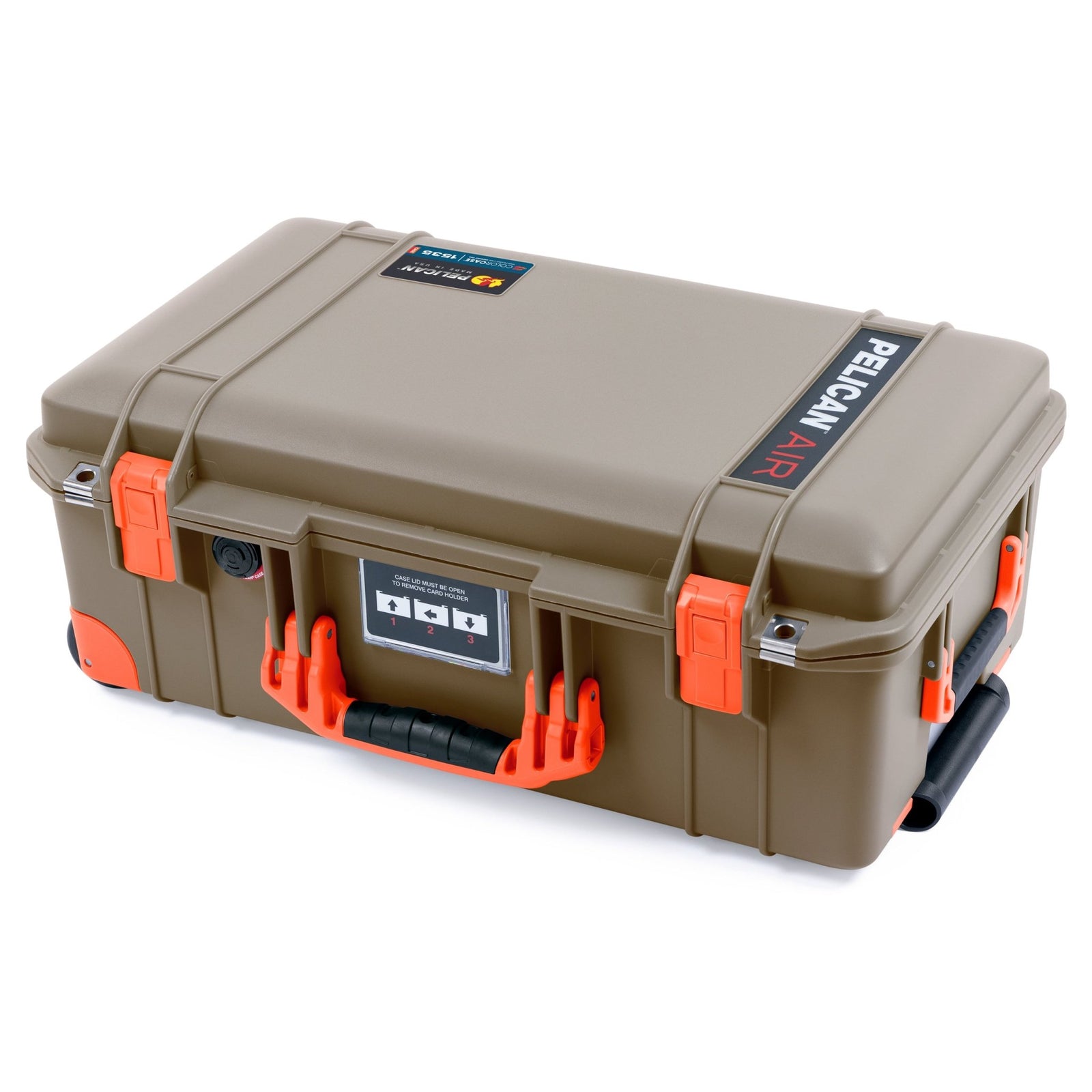 Pelican 1535 Air Carry - on Case - Dark Desert Dirt & Orange Trolley - Empty