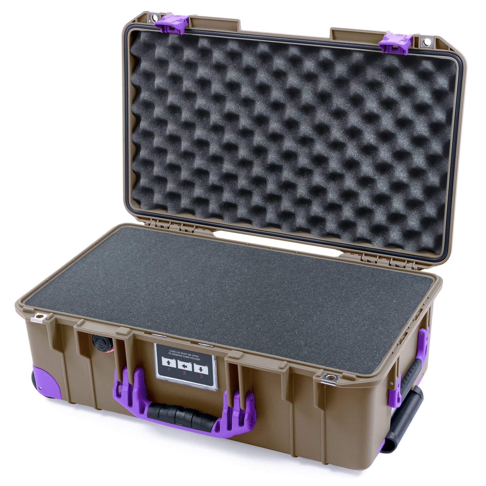 Pelican 1535 Air Carry - on Case - Dark Desert Dirt & Purple Trolley - Pick & Pluck Foam / Convoluted Lid Foam