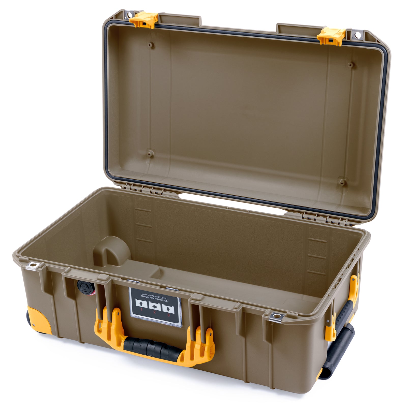 Pelican 1535 Air Case in Dark Desert Dirt and Yellow Trolley, Comes Empty