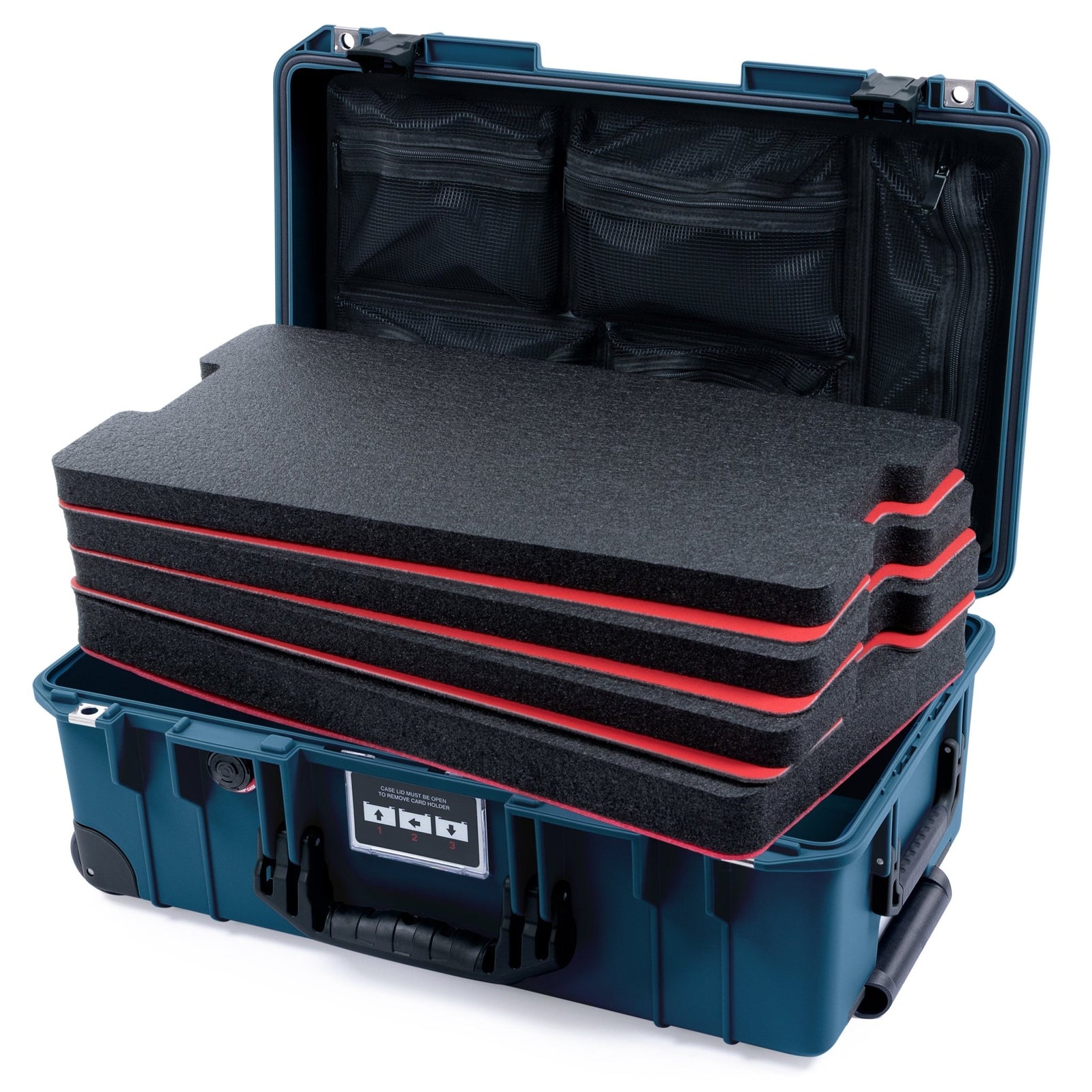 Pelican 1535 Air Carry-on Case - Deep Pacific & Black with DIY Tool Kit / Mesh Lid Organizer