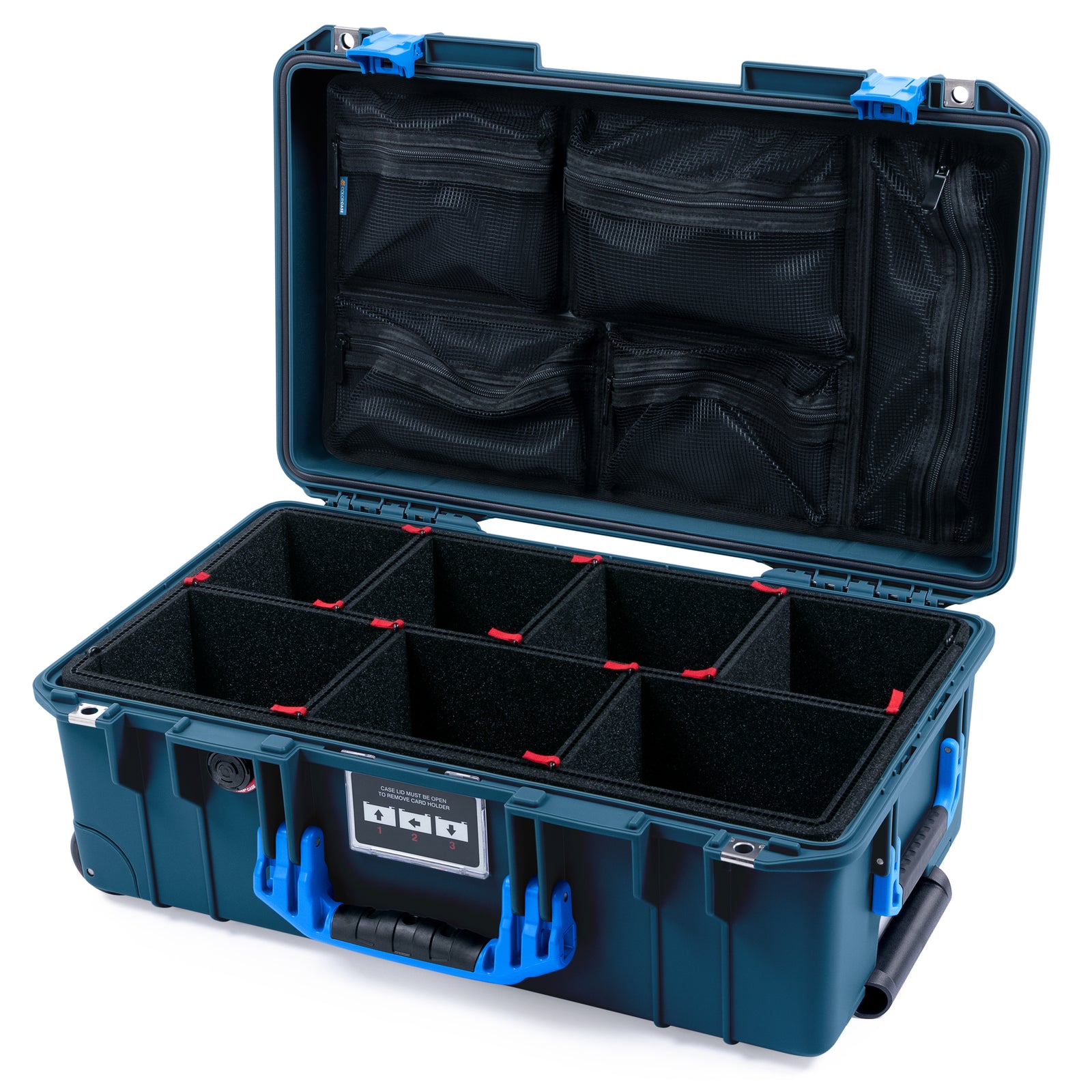 Pelican 1535 Air Carry-on Case - Deep Pacific & Blue - TrekPak Divider System / Mesh Lid Organizer