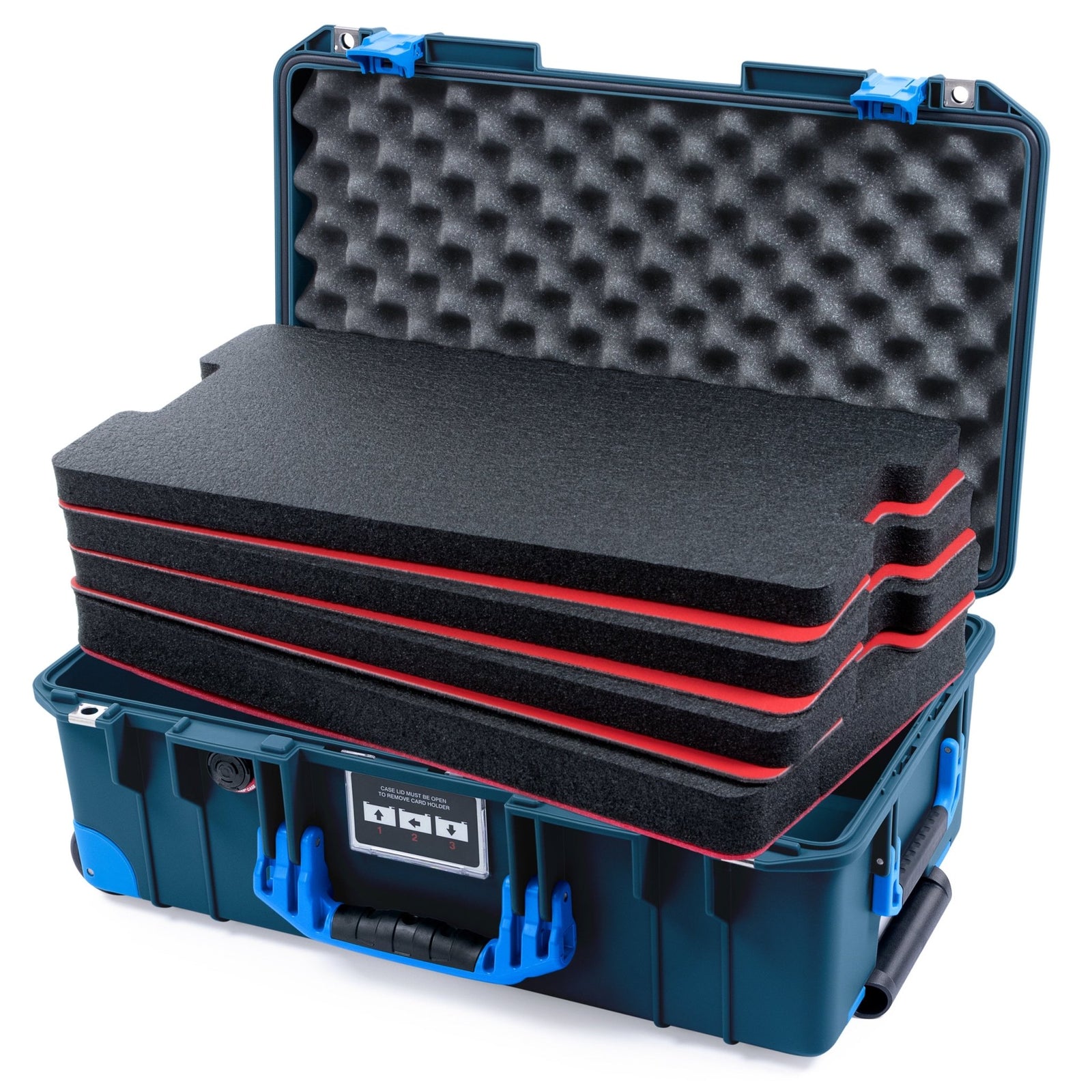 Pelican 1535 Air Carry - on Case - Deep Pacific & Blue Trolley - DIY Tool Foam Kit / Convoluted Lid Foam