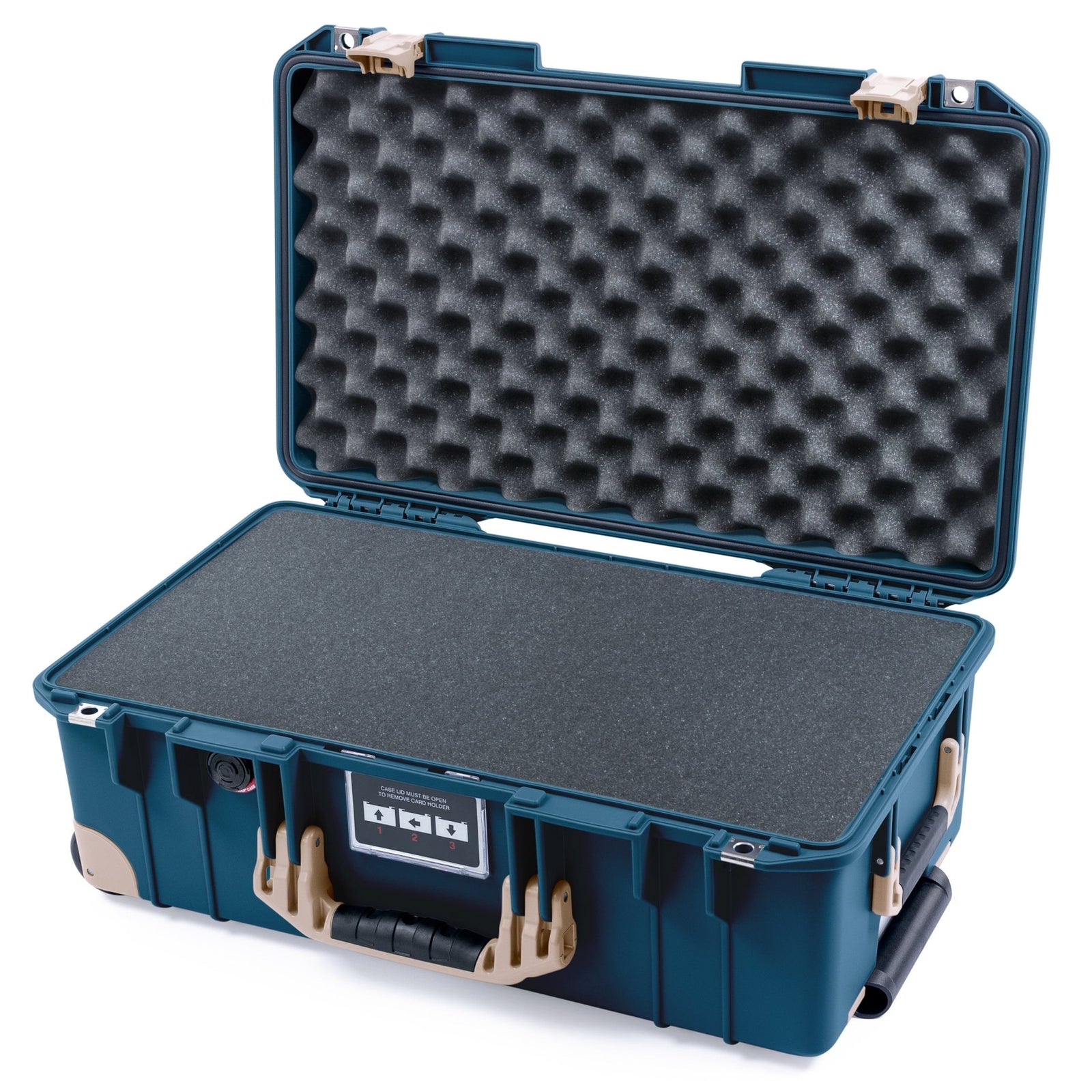 Pelican 1535 Air Carry-on Case - Deep Pacific & Desert Tan Trolley - Pick & Pluck Foam / Convoluted Lid Foam