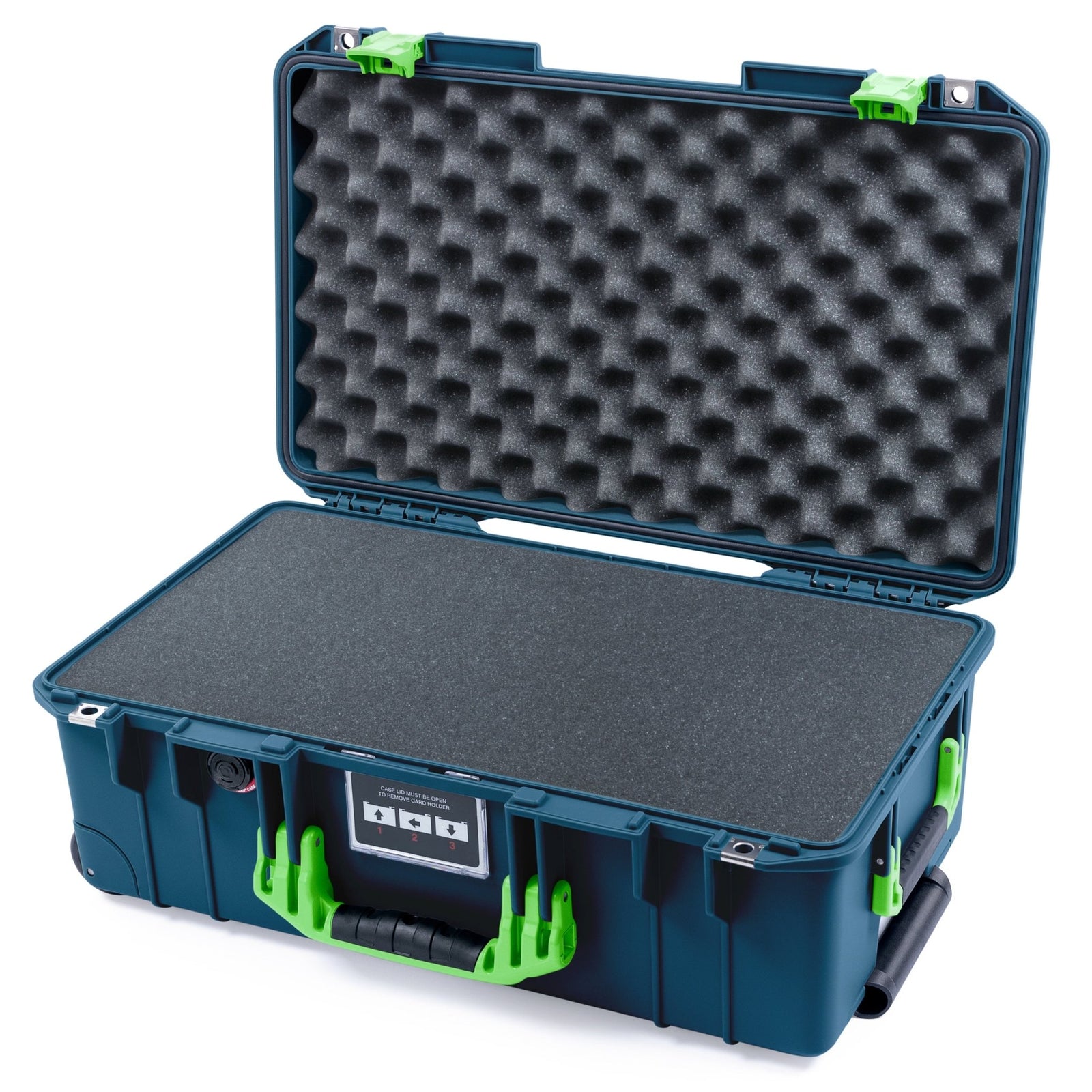 Pelican 1535 Air Carry-on Case - Deep Pacific & Lime Green - Pick & Pluck Foam / Convoluted Lid Foam