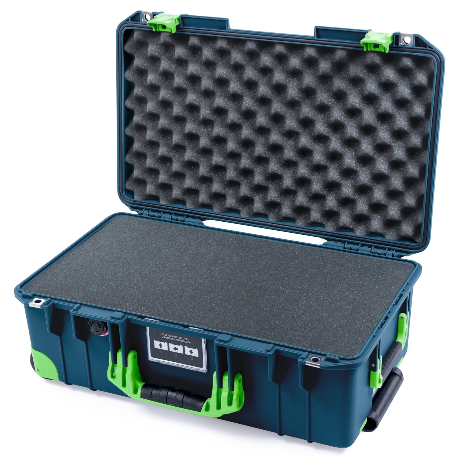 Pelican 1535 Air Carry - on Case - Deep Pacific & Lime Green Trolley - Pick & Pluck Foam / Convoluted Lid Foam
