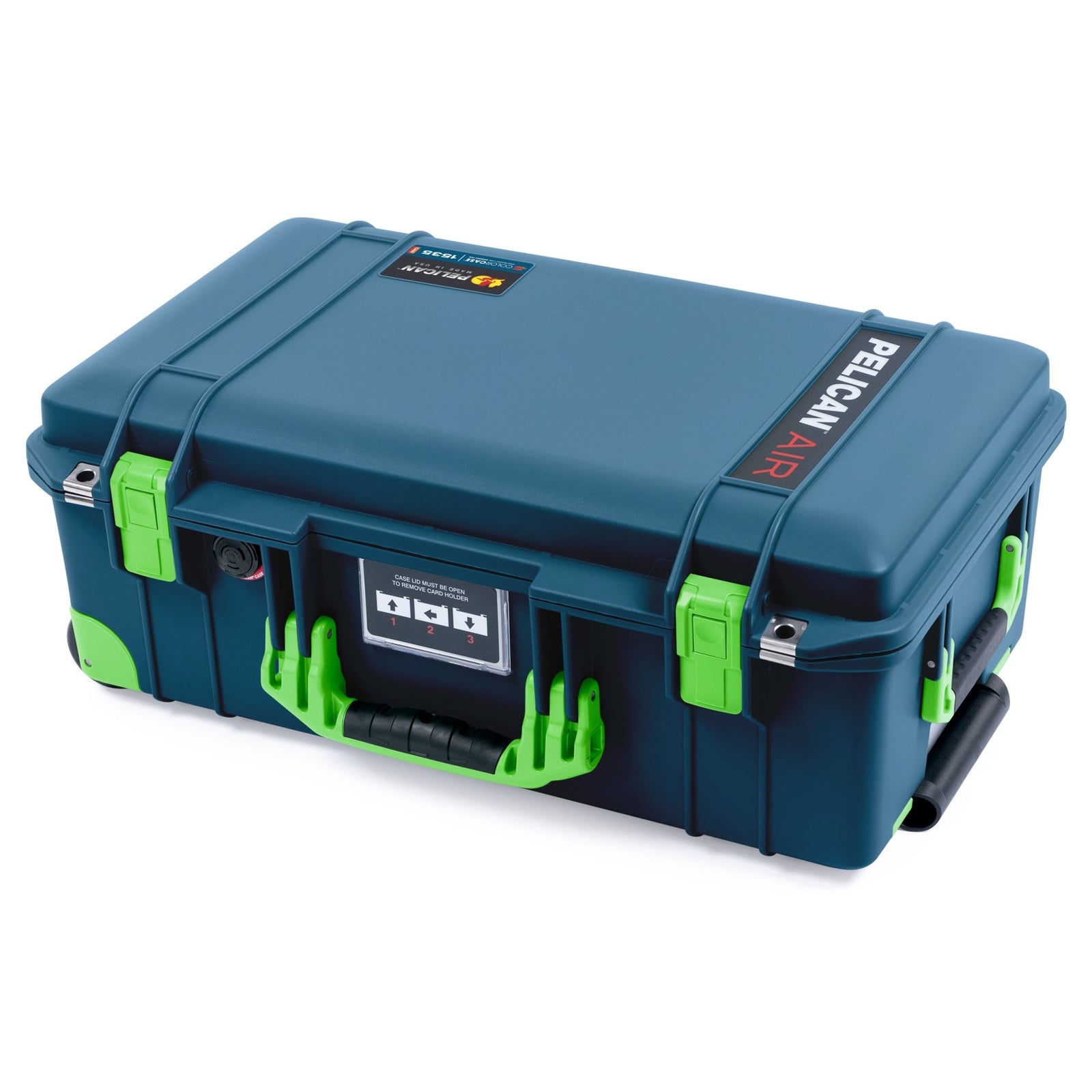 Pelican 1535 Air Carry - on Case - Deep Pacific & Lime Green Trolley - Empty