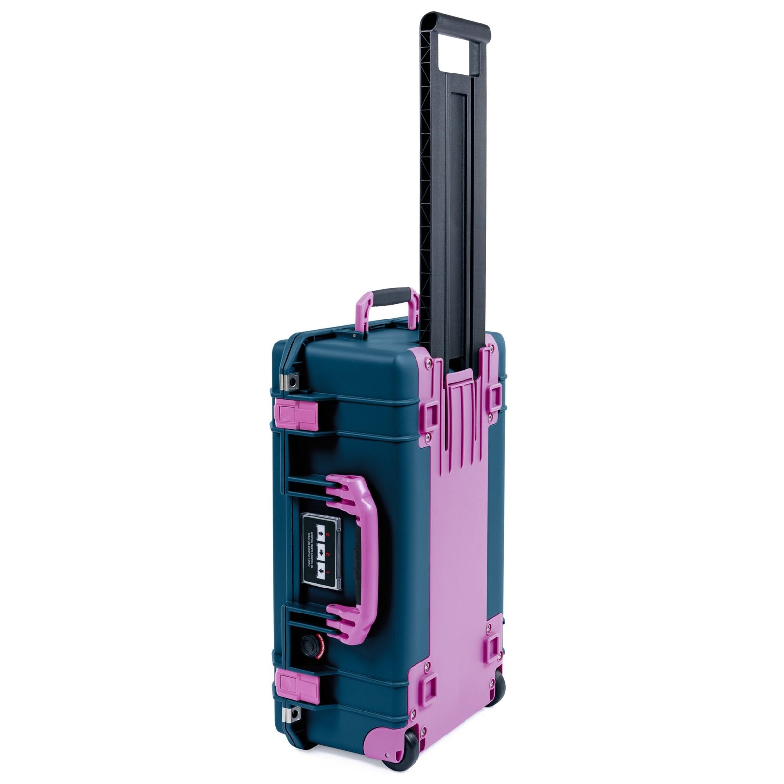 Pelican 1535 Air Carry-on Case - Deep Pacific & Magenta Trolley - Laying Down Flat