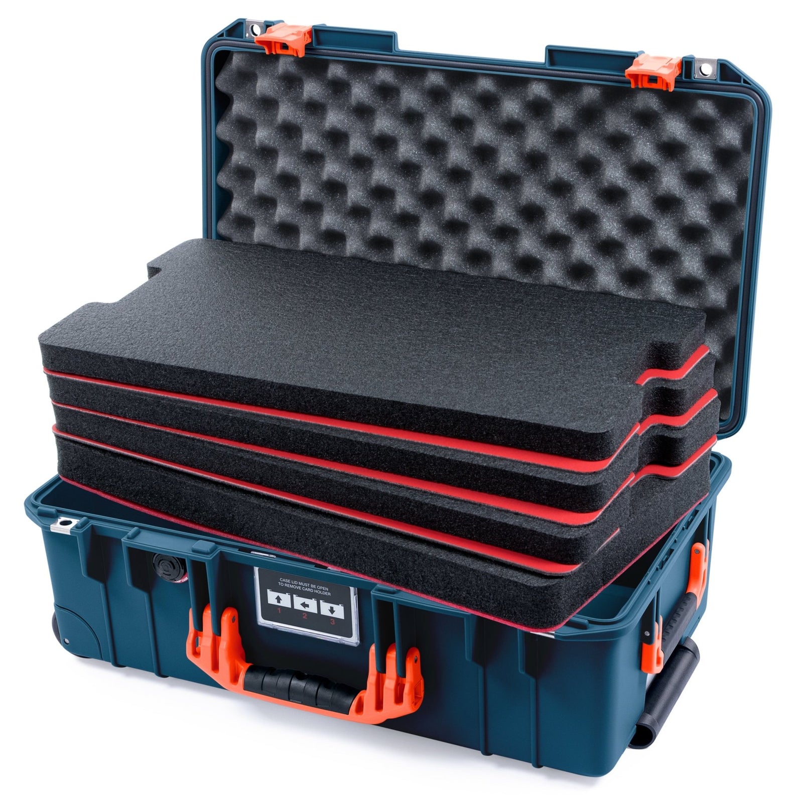 Pelican 1535 Air Carry-on Case - Deep Pacific & Orange - DIY Tool Foam Kit / Convoluted Lid Foam