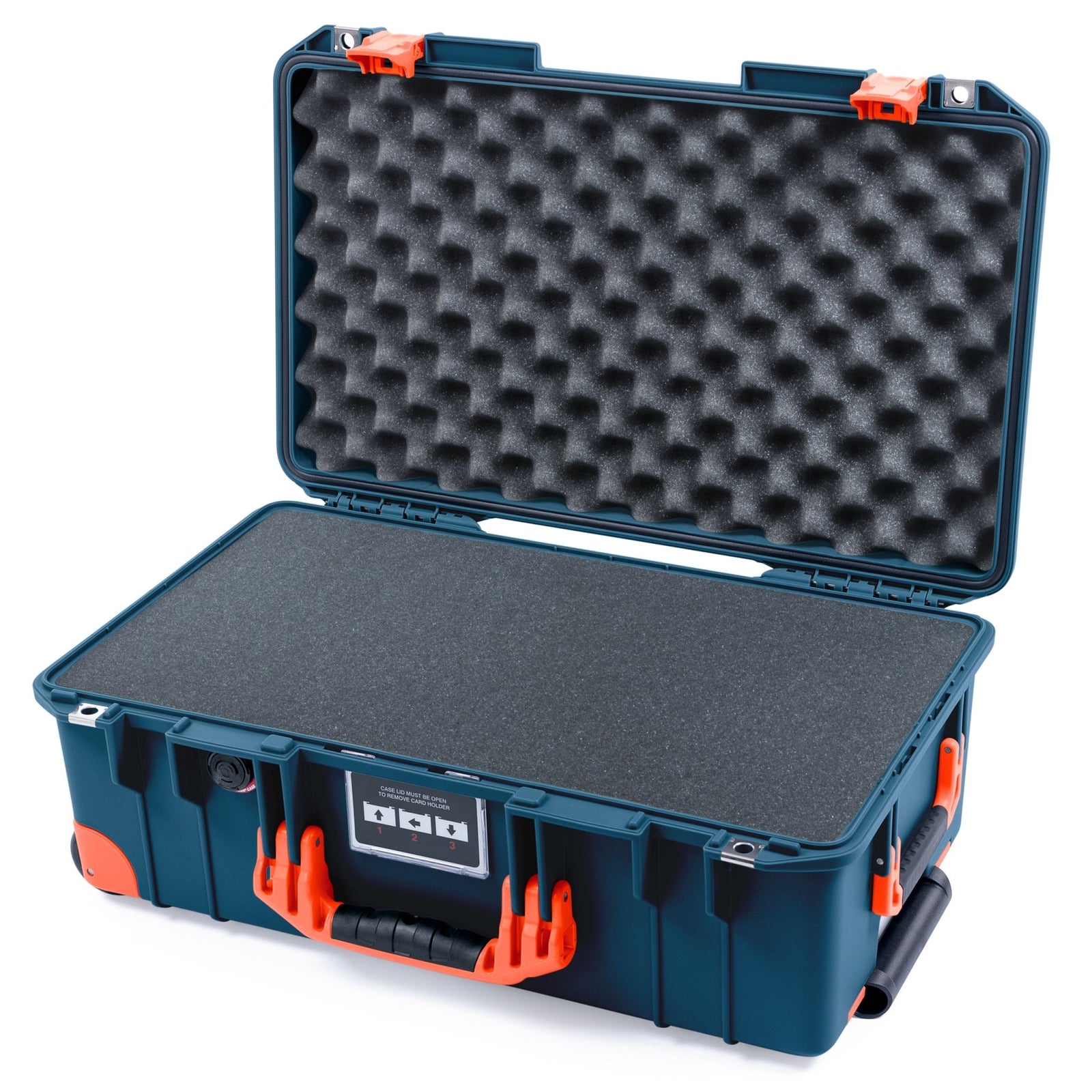 Pelican 1535 Air Carry - on Case - Deep Pacific & Orange Trolley - Pick & Pluck Foam / Convoluted Lid Foam